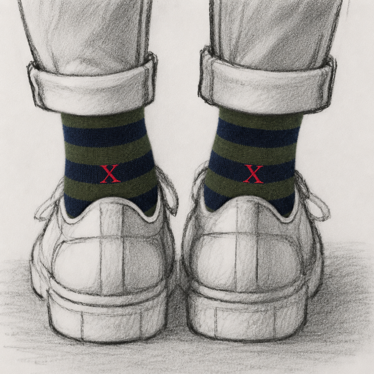 Blaue Herrensocken mit roten Initialen – Stretch-Baumwolle – Größe 40/45 – 101