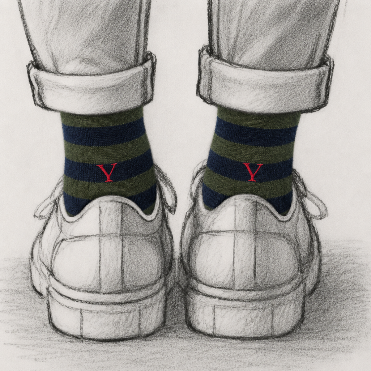 Blaue Herrensocken mit roten Initialen – Stretch-Baumwolle – Größe 40/45 – 101
