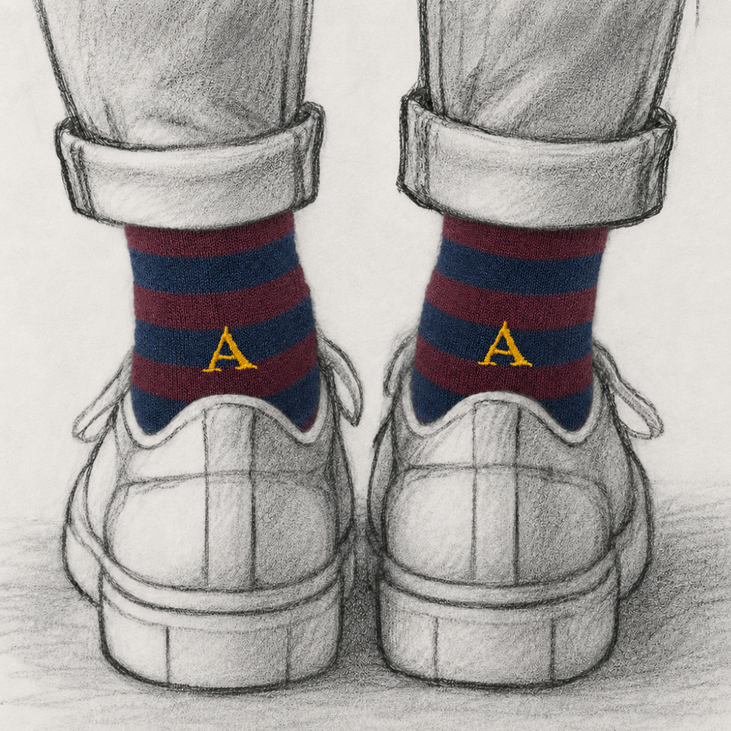 Men's Blue Socks with Red Initials - Stretch Cotton - Size 40/45 - 101