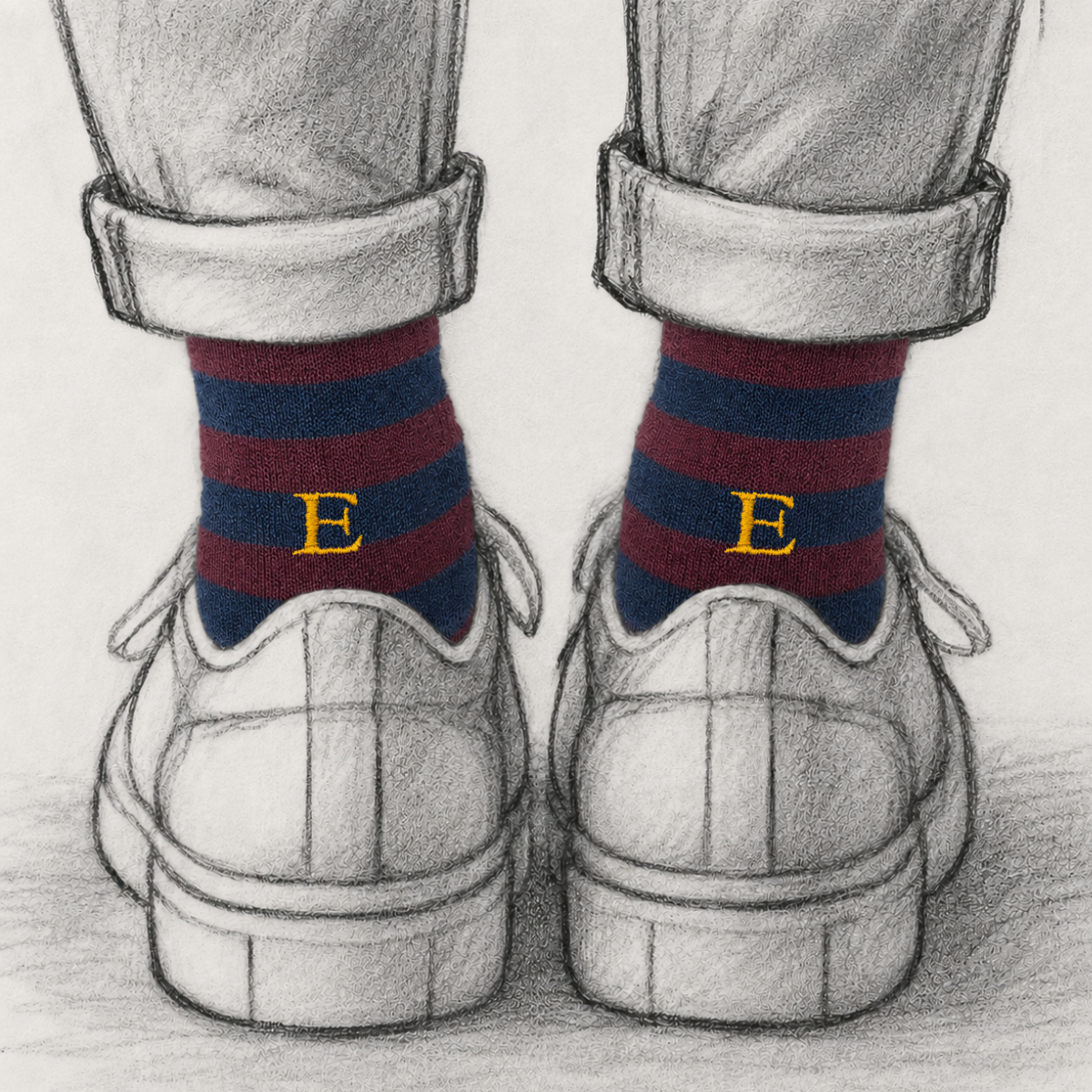 Blaue Herrensocken mit roten Initialen – Stretch-Baumwolle – Größe 40/45 – 101
