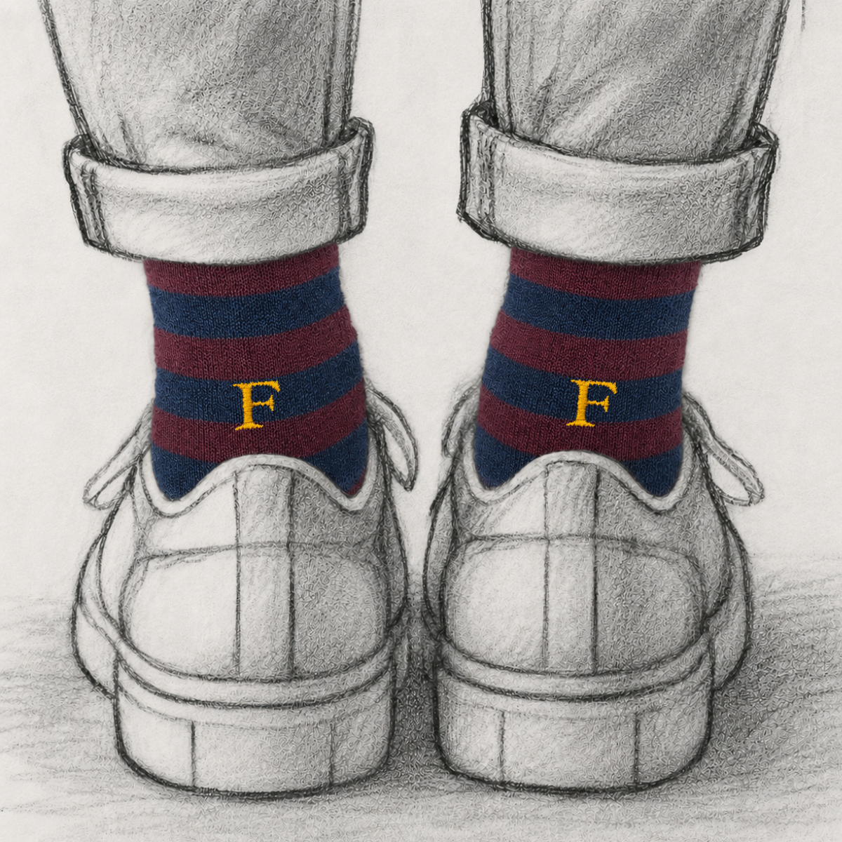 Blaue Herrensocken mit roten Initialen – Stretch-Baumwolle – Größe 40/45 – 101
