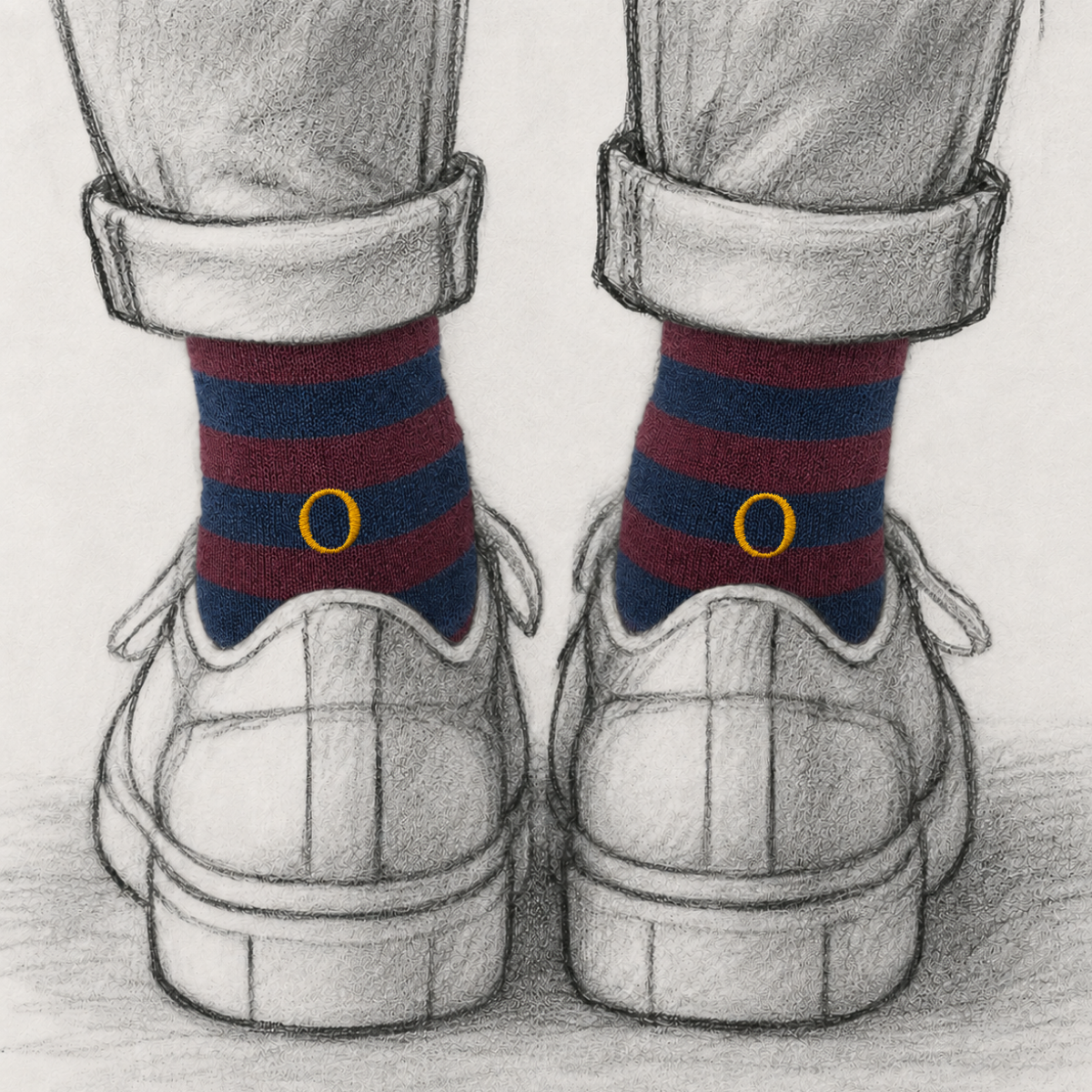 Blaue Herrensocken mit roten Initialen – Stretch-Baumwolle – Größe 40/45 – 101