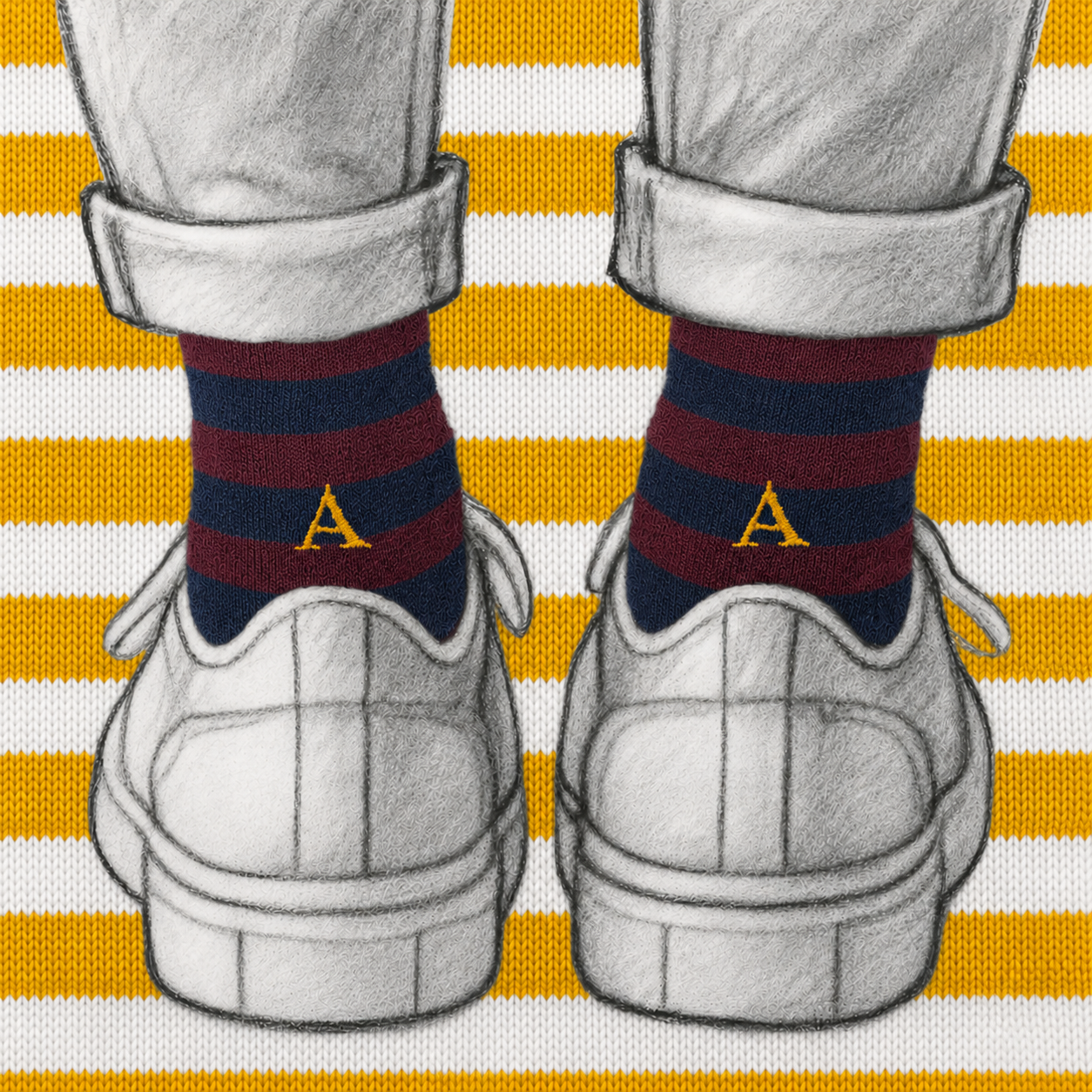 Blaue Herrensocken mit roten Initialen – Stretch-Baumwolle – Größe 40/45 – 101