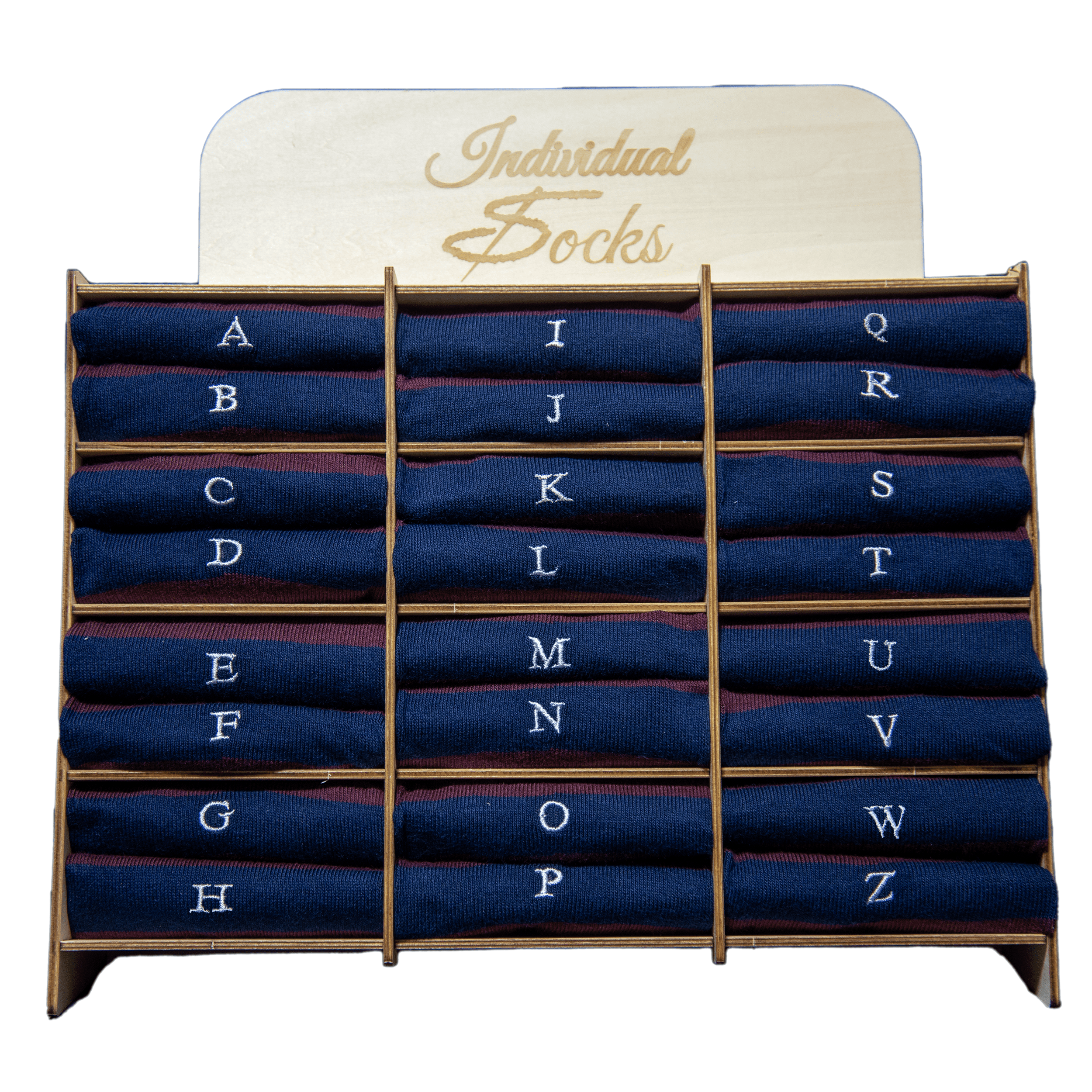 Blue / Burgundy Striped Men's Socks - Stretch Cotton - Size 40/45 - 272