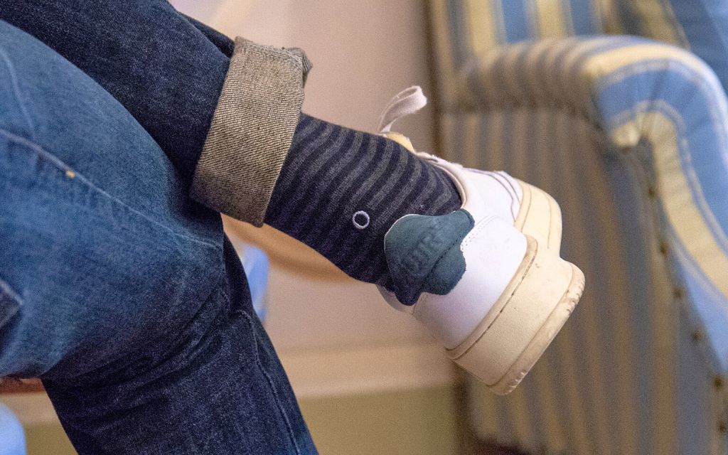 Calze a Righe Sottili Blu Navy - Grigio Melange Uomo Cotone Stretch (1 paio)