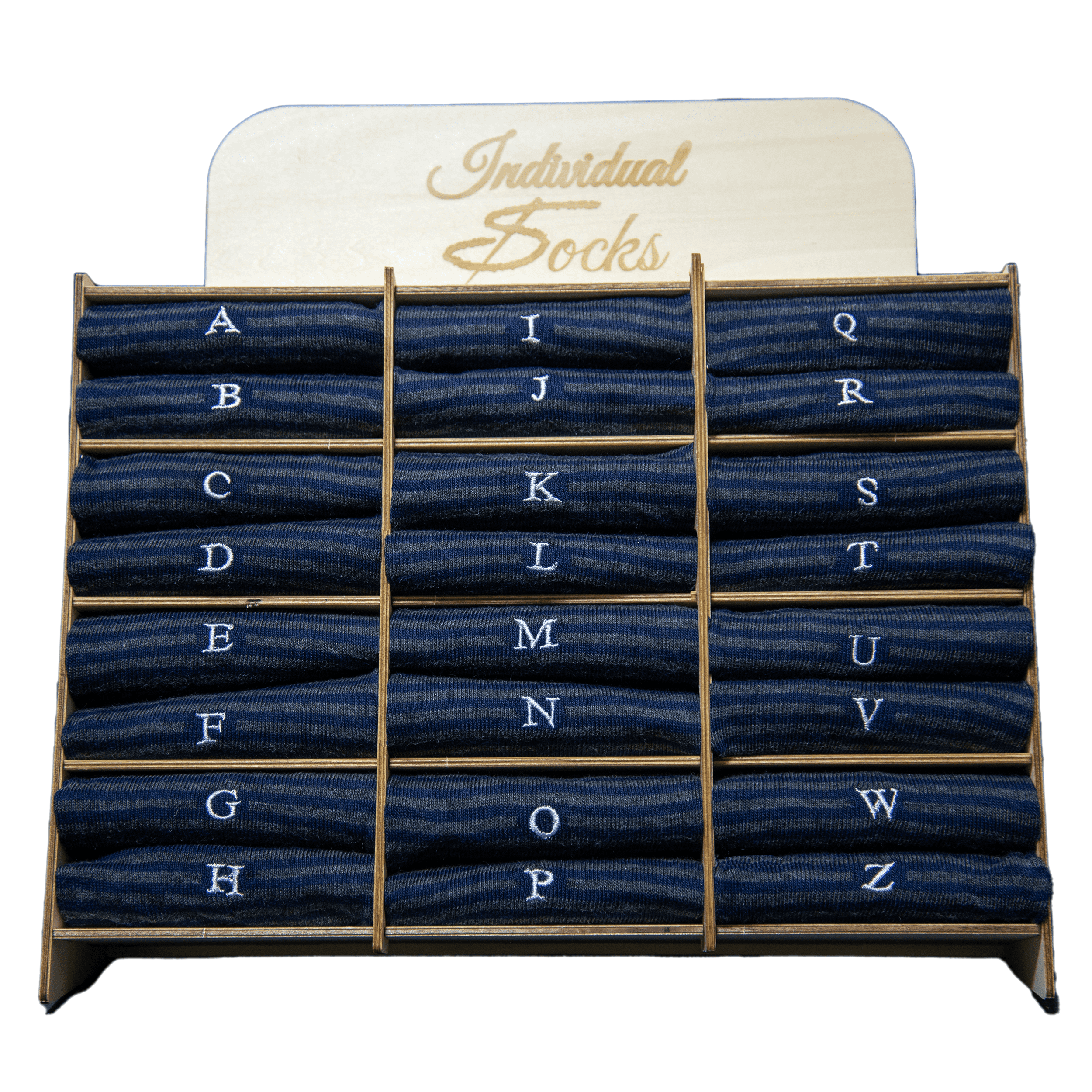 Blue / Grey Striped Men's Socks - Stretch Cotton - Size 40/45 - 309