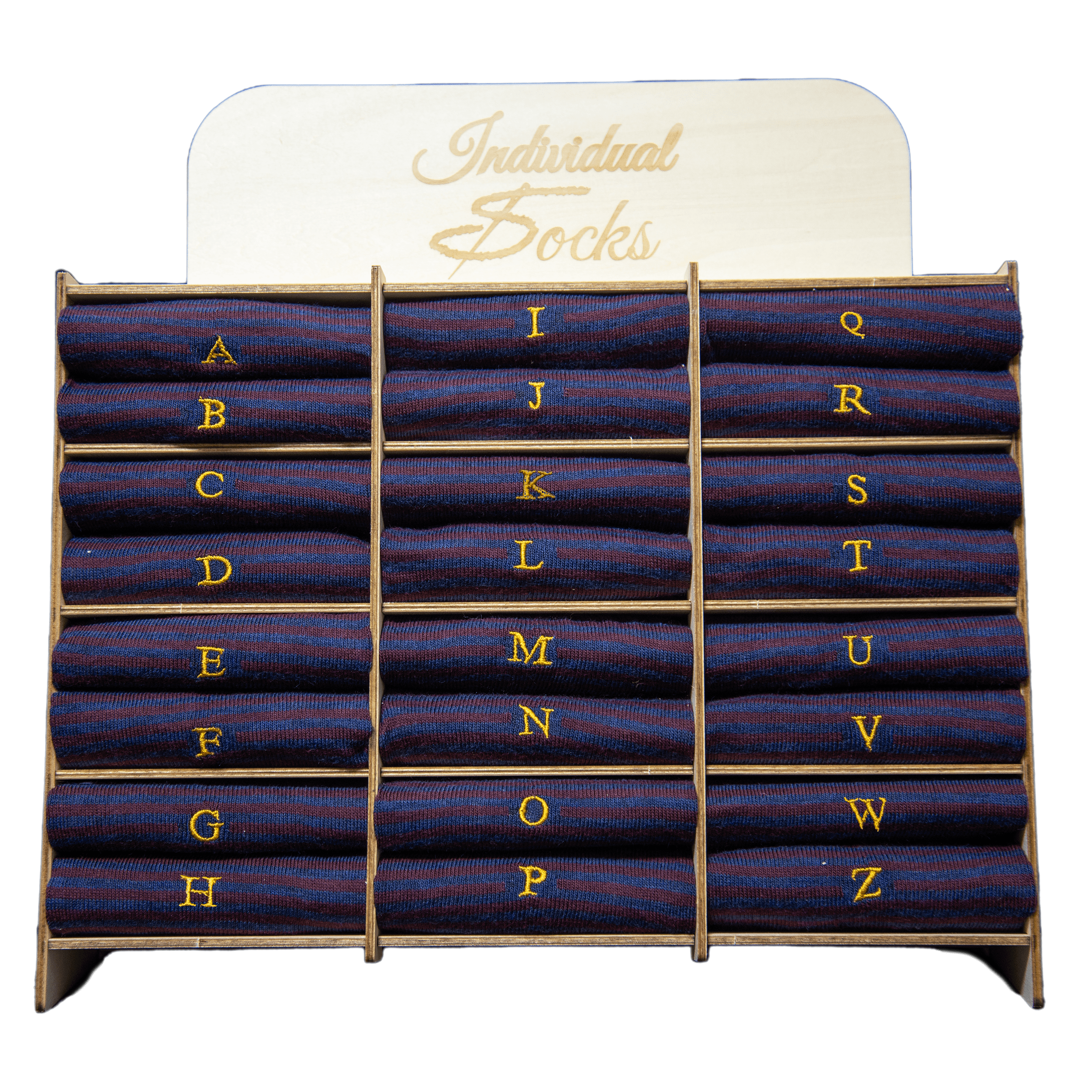 Blue / Burgundy Striped Men's Socks - Stretch Cotton - Size 40/45 - 312