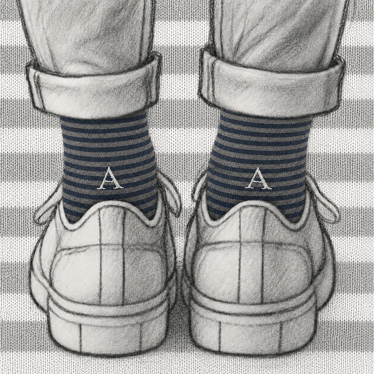 Calze a Righe Blu/Grigio Uomo iniziali Grigie - Cotone Stretch - Taglia 40/45 - 313  - ATTENZIONE!!! Se non trovi la tua lettera scegli "OTHER LETTERS" e scrivi le lettere che vuoi nelle note cliccando "AGGIUNGI NOTA" nel check out .