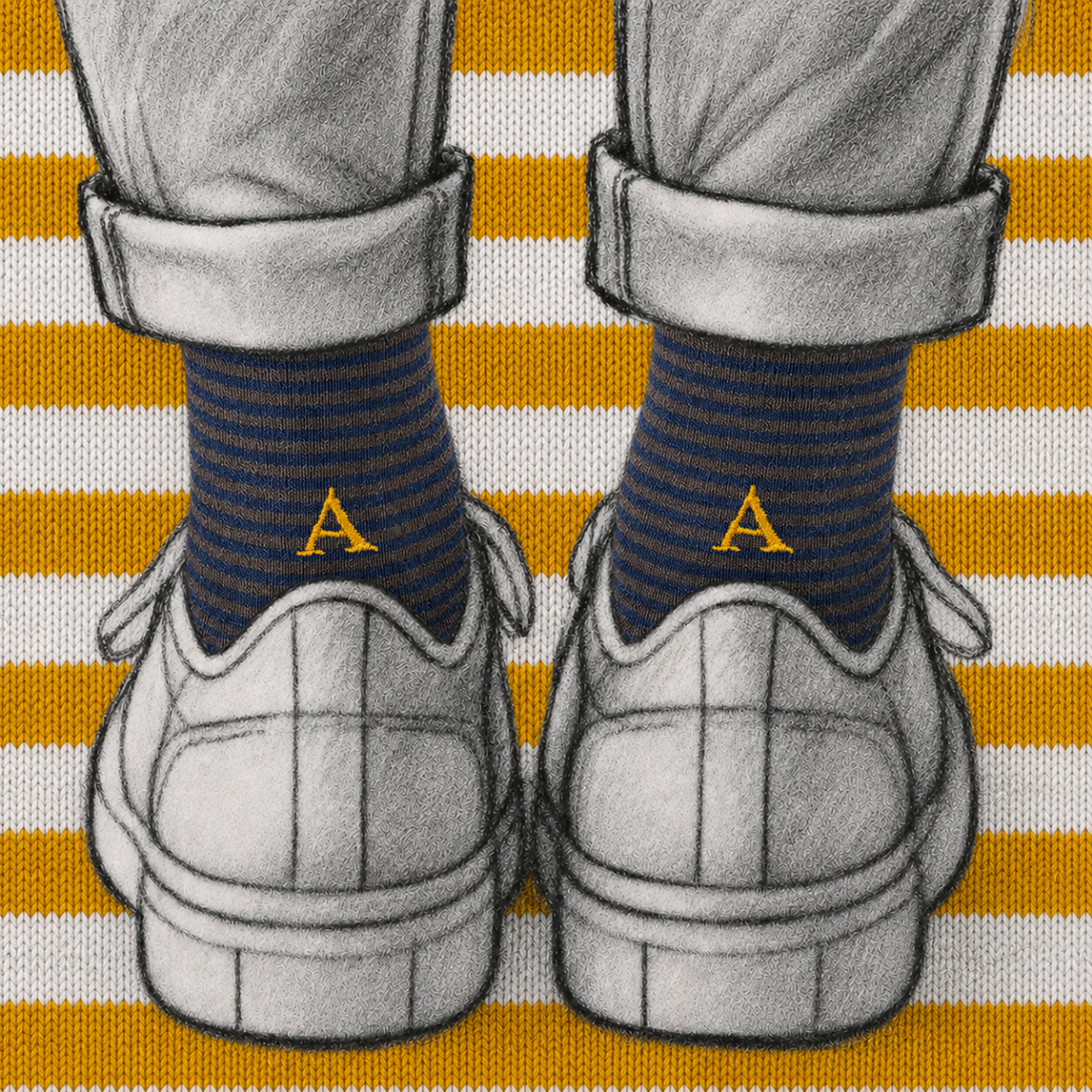 Men's Blue Socks with Red Initials - Stretch Cotton - Size 40/45 - 101