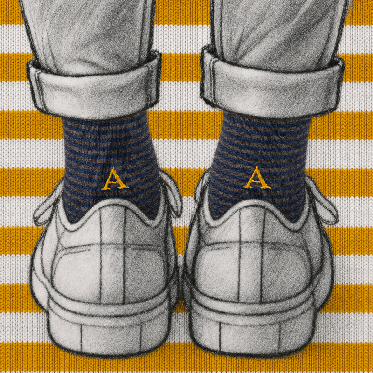 Calze a Righe Blu/Marrone Uomo iniziali Senape - Cotone Stretch - Taglia 40/45 - 314  - ATTENZIONE!!! Se non trovi la tua lettera scegli "OTHER LETTERS" e scrivi le lettere che vuoi nelle note cliccando "AGGIUNGI NOTA" nel check out .