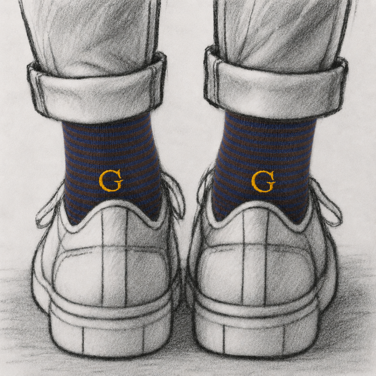 Blaue Herrensocken mit roten Initialen – Stretch-Baumwolle – Größe 40/45 – 101