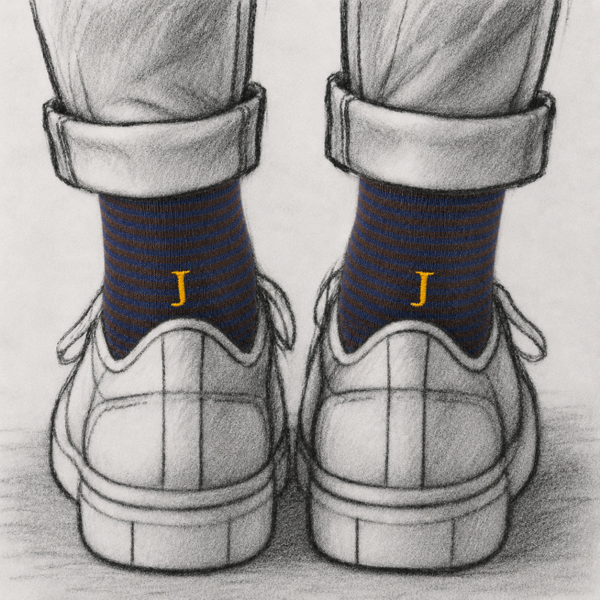 Blaue Herrensocken mit roten Initialen – Stretch-Baumwolle – Größe 40/45 – 101