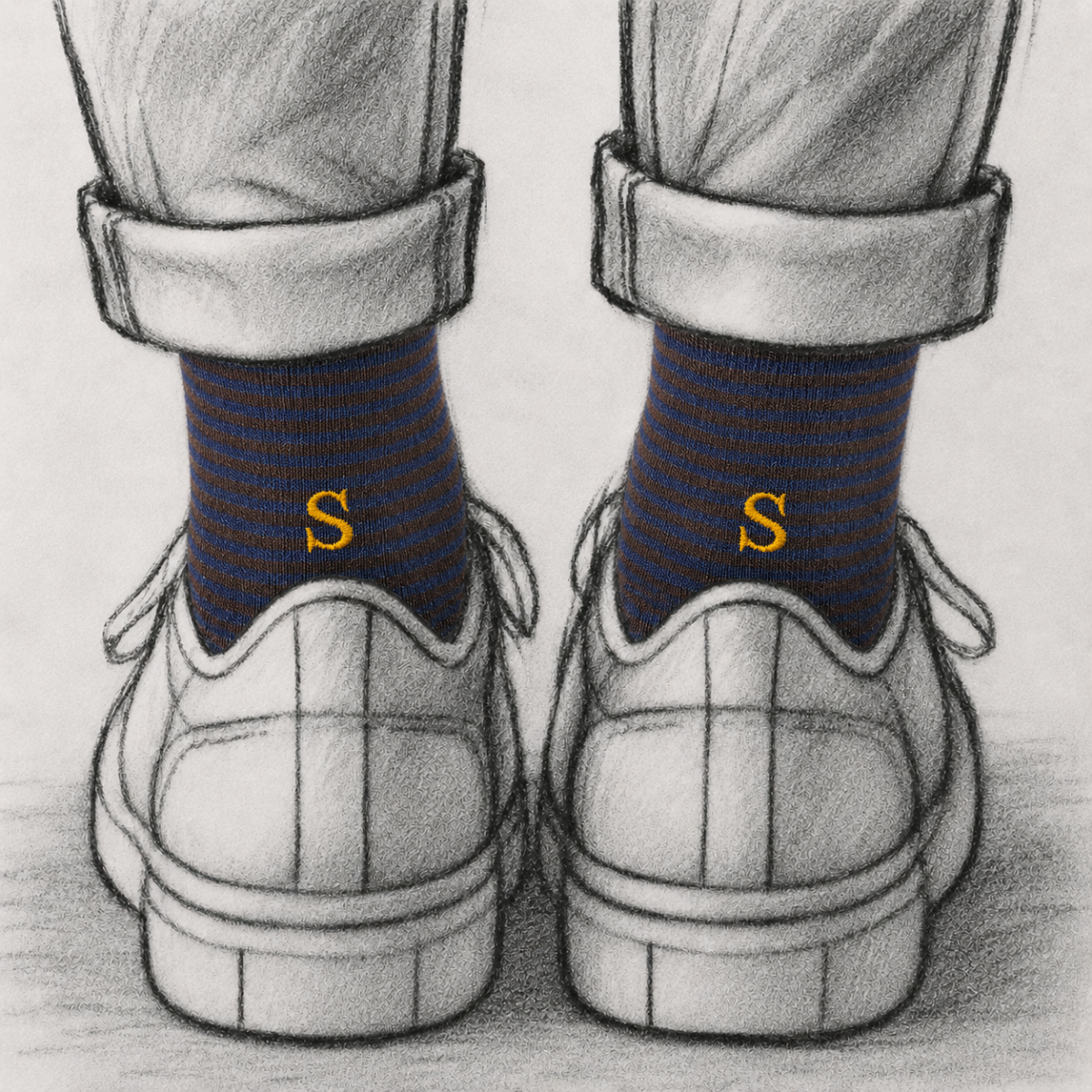 Blaue Herrensocken mit roten Initialen – Stretch-Baumwolle – Größe 40/45 – 101