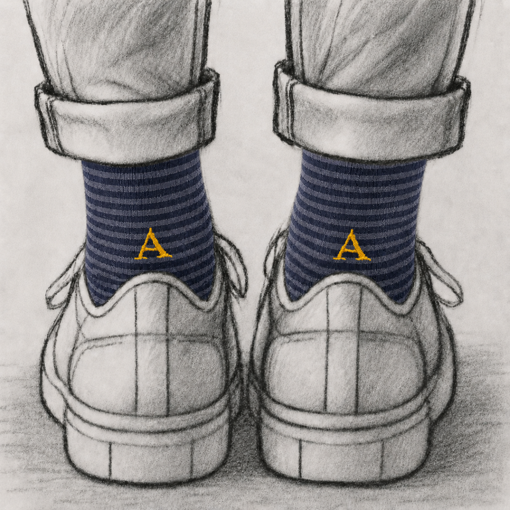 Men's Blue Socks with Red Initials - Stretch Cotton - Size 40/45 - 101