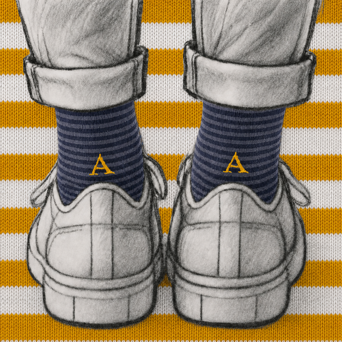 Blaue Herrensocken mit roten Initialen – Stretch-Baumwolle – Größe 40/45 – 101