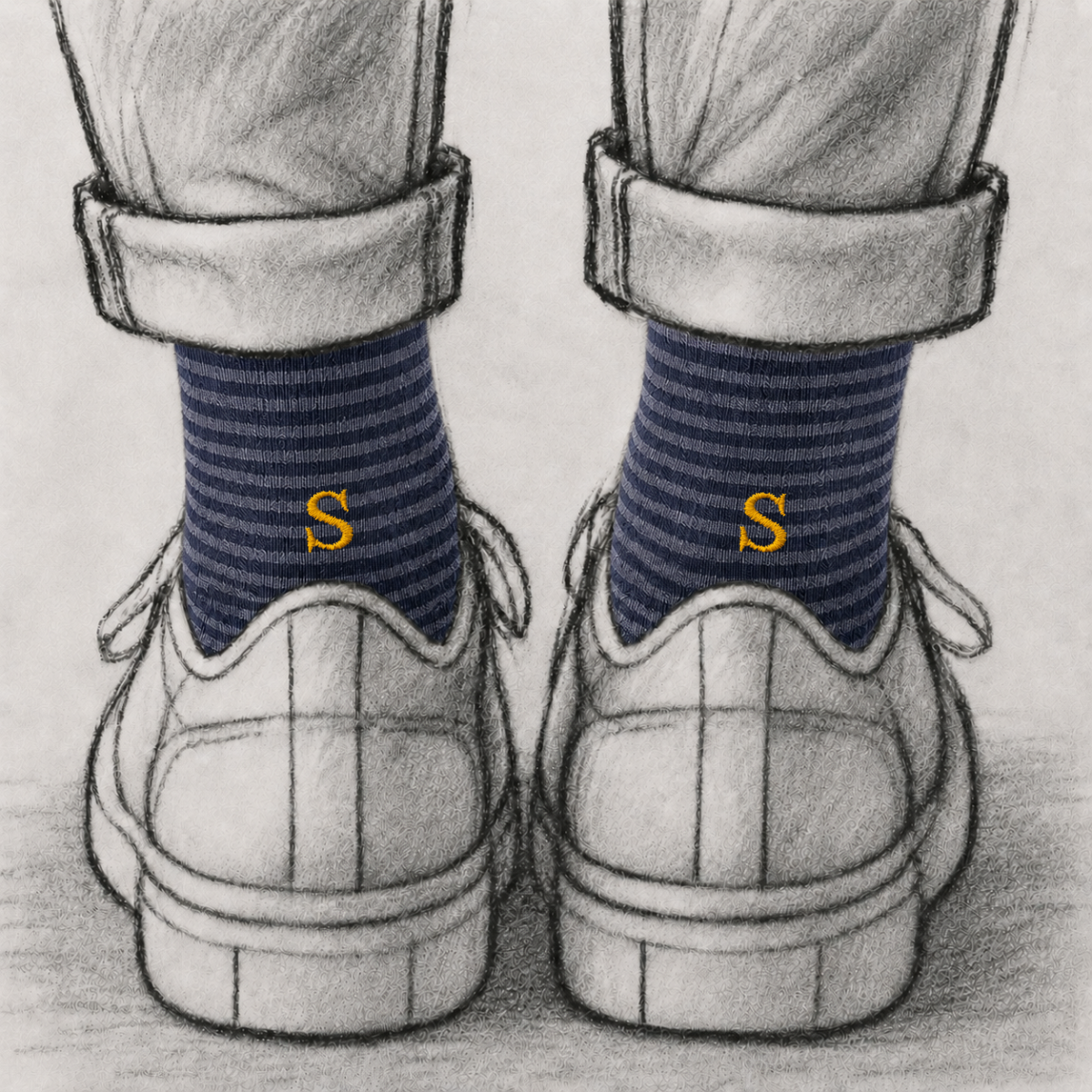 Blaue Herrensocken mit roten Initialen – Stretch-Baumwolle – Größe 40/45 – 101