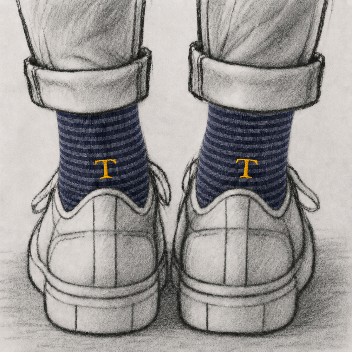 Blaue Herrensocken mit roten Initialen – Stretch-Baumwolle – Größe 40/45 – 101