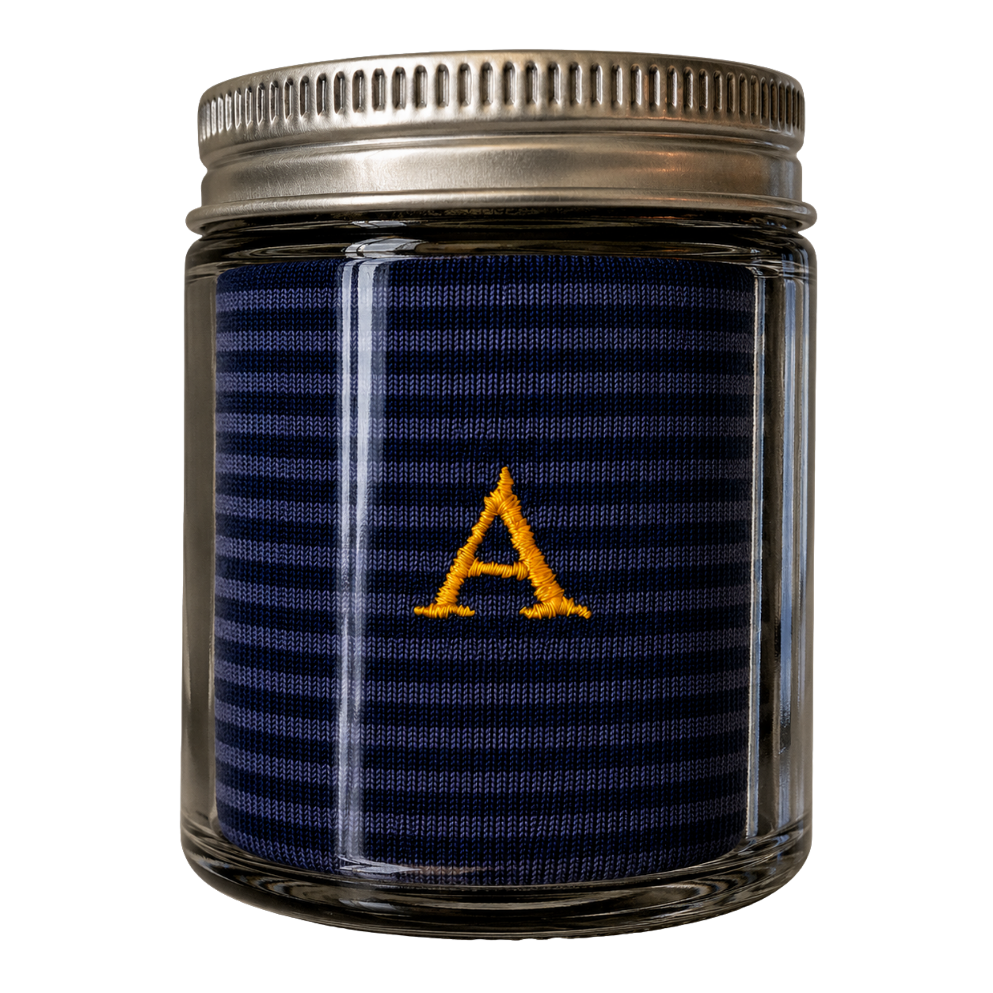 Calze a Righe Blu/Denim Uomo iniziali Senape - Cotone Stretch - Taglia 40/45 - 315  - ATTENZIONE!!! Se non trovi la tua lettera scegli "OTHER LETTERS" e scrivi le lettere che vuoi nelle note cliccando "AGGIUNGI NOTA" nel check out .