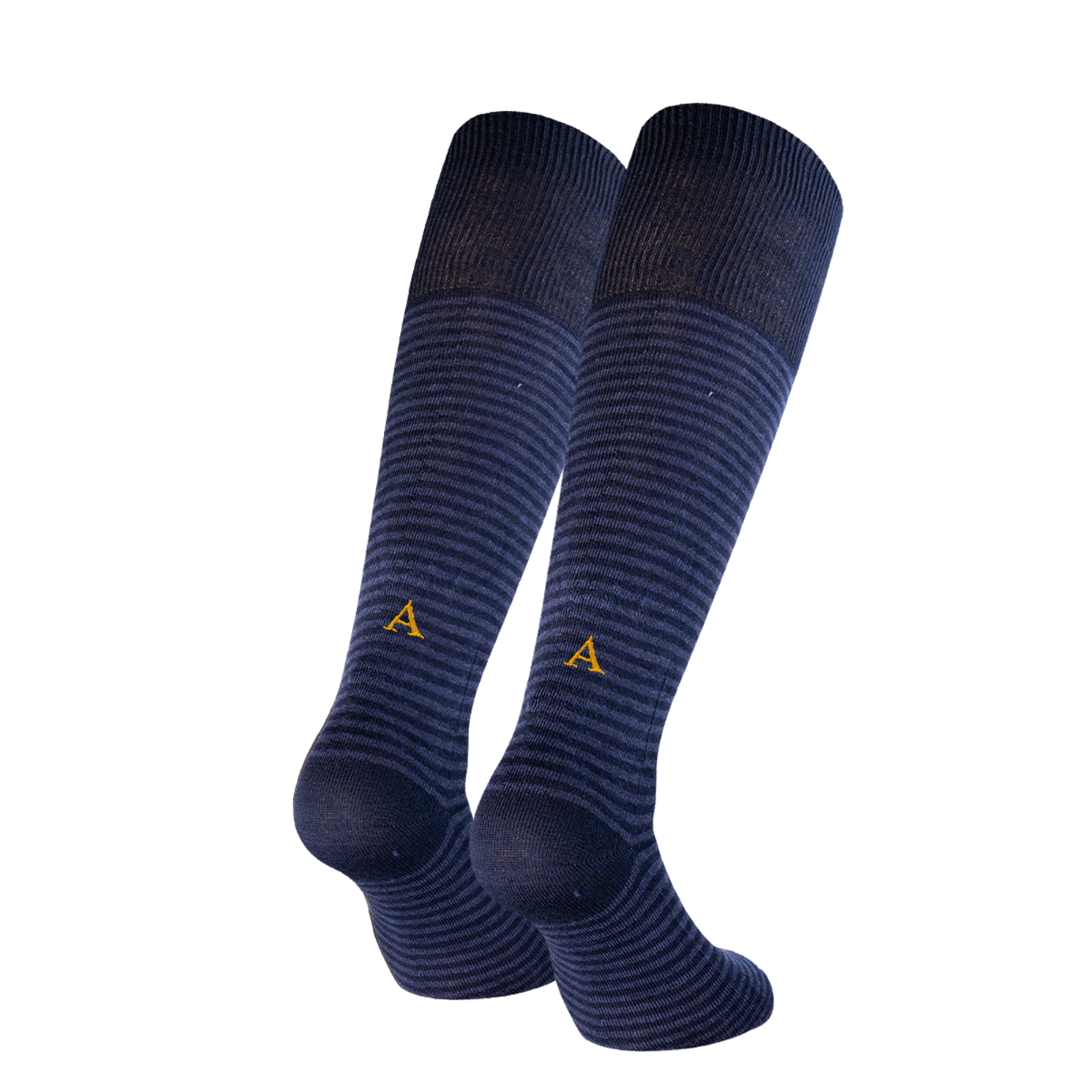 Calze a Righe Blu/Denim Uomo iniziali Senape - Cotone Stretch - Taglia 40/45 - 315  - ATTENZIONE!!! Se non trovi la tua lettera scegli "OTHER LETTERS" e scrivi le lettere che vuoi nelle note cliccando "AGGIUNGI NOTA" nel check out .