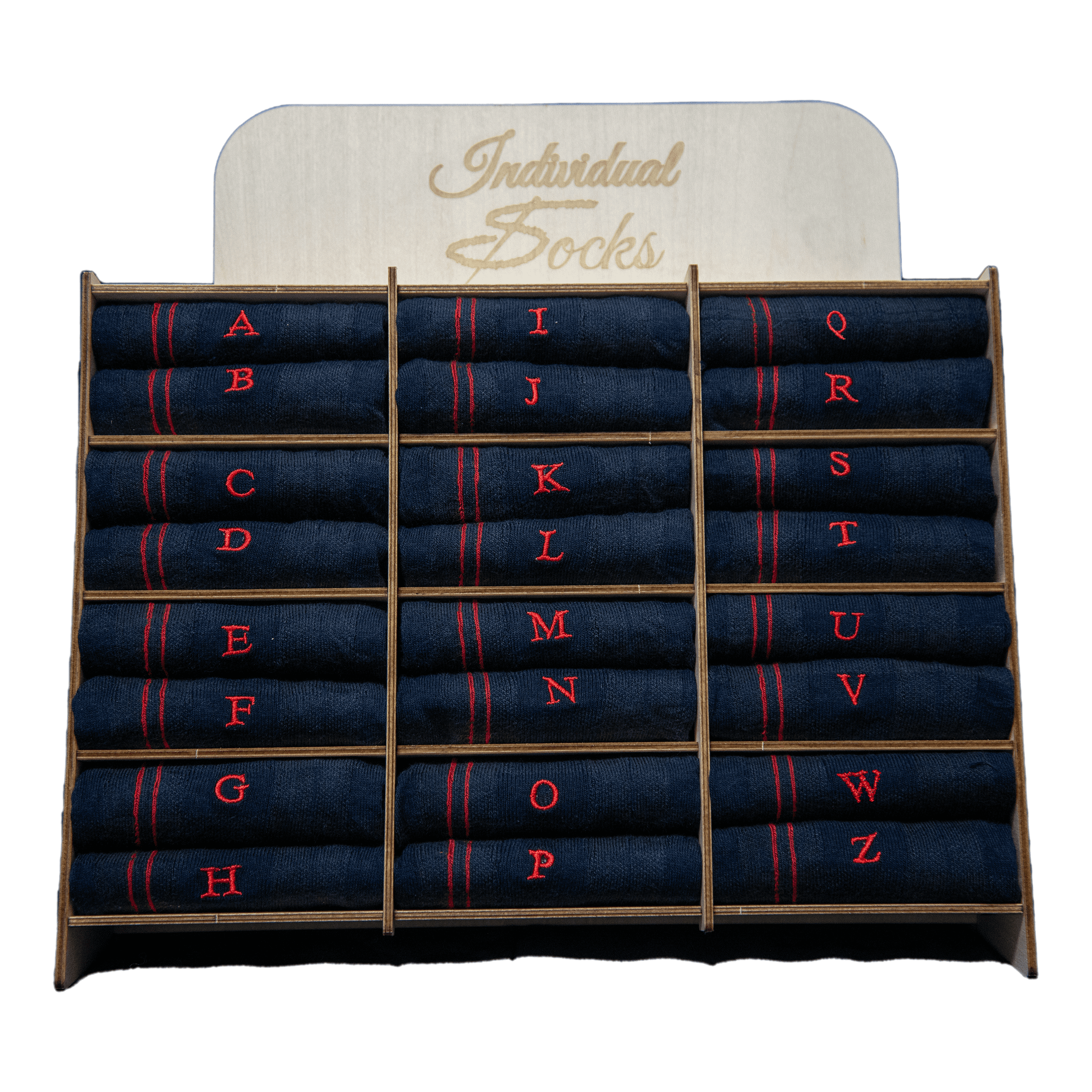 Calze Uomo Cotone Stretch | Check Iniziali Ricamate Rosse | Taglia 40/45 | Lunghezza Ginocchio