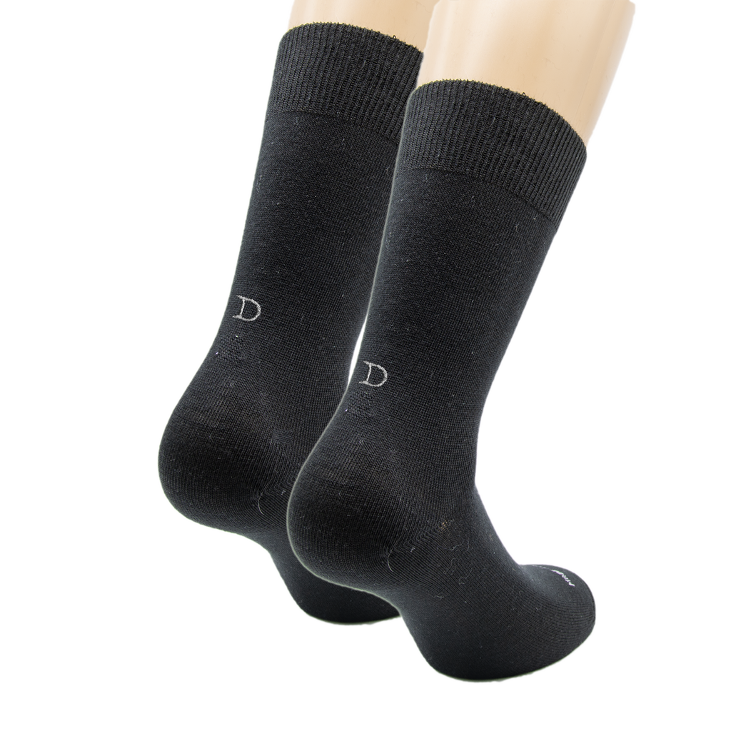 Calze Donna Cotone Stretch | Nero Iniziali Ricamate Argento | Taglia 36/39 | Lunghezza Polpaccio