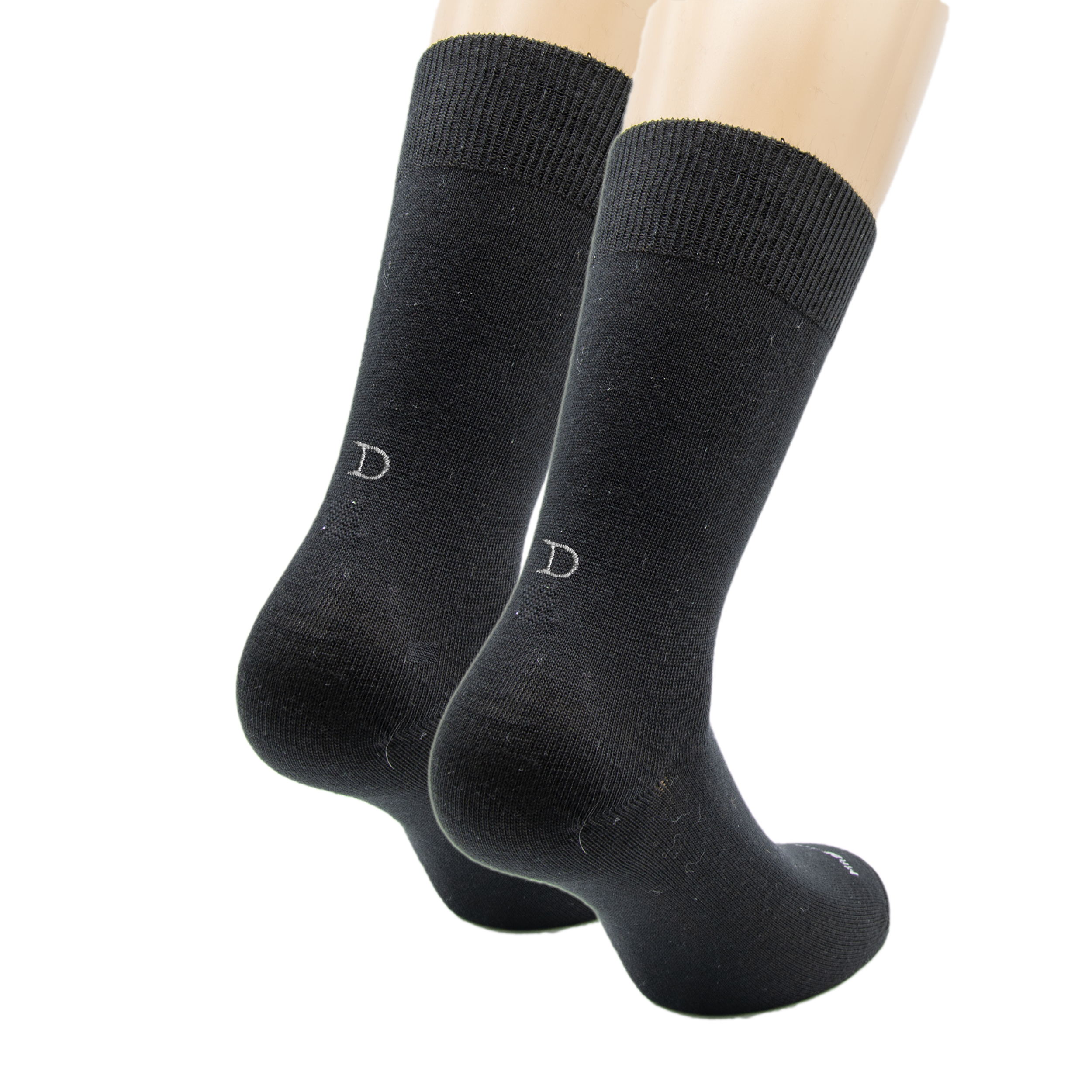 Calze Donna Cotone Stretch | Nero Iniziali Ricamate Argento | Taglia 36/39 | Lunghezza Polpaccio