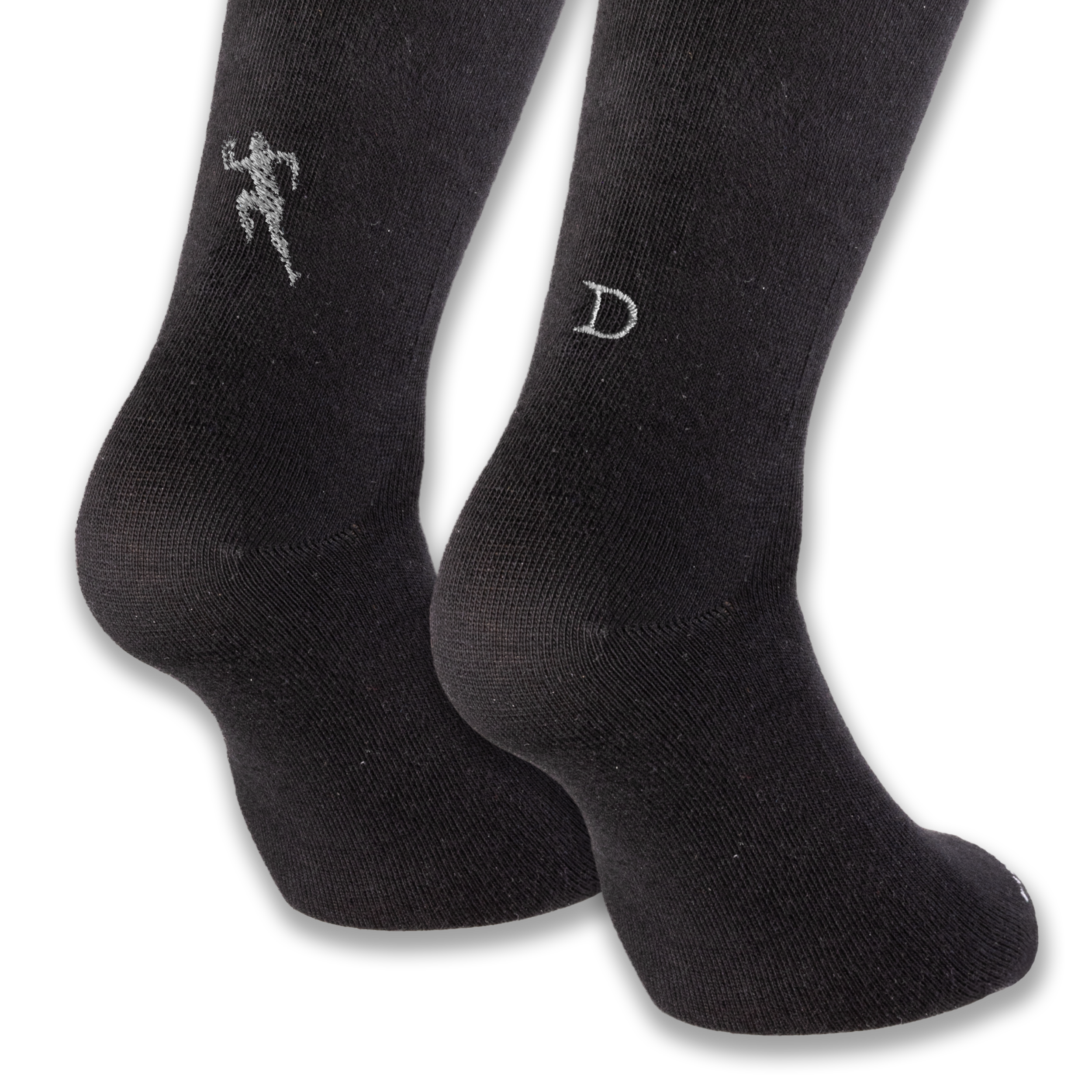 Calze Personalizzate Donna Running Lovers | Cotone Nero | Runner + Iniziale Ricamata Argento