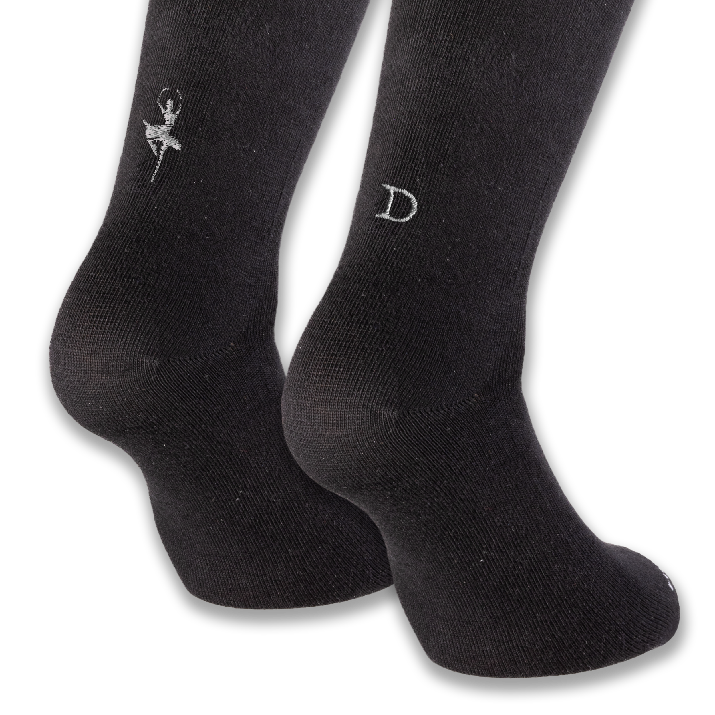 Calze Personalizzate Donna Dance Lovers | Cotone Nero | Ballerina + Iniziale Ricamata Argento