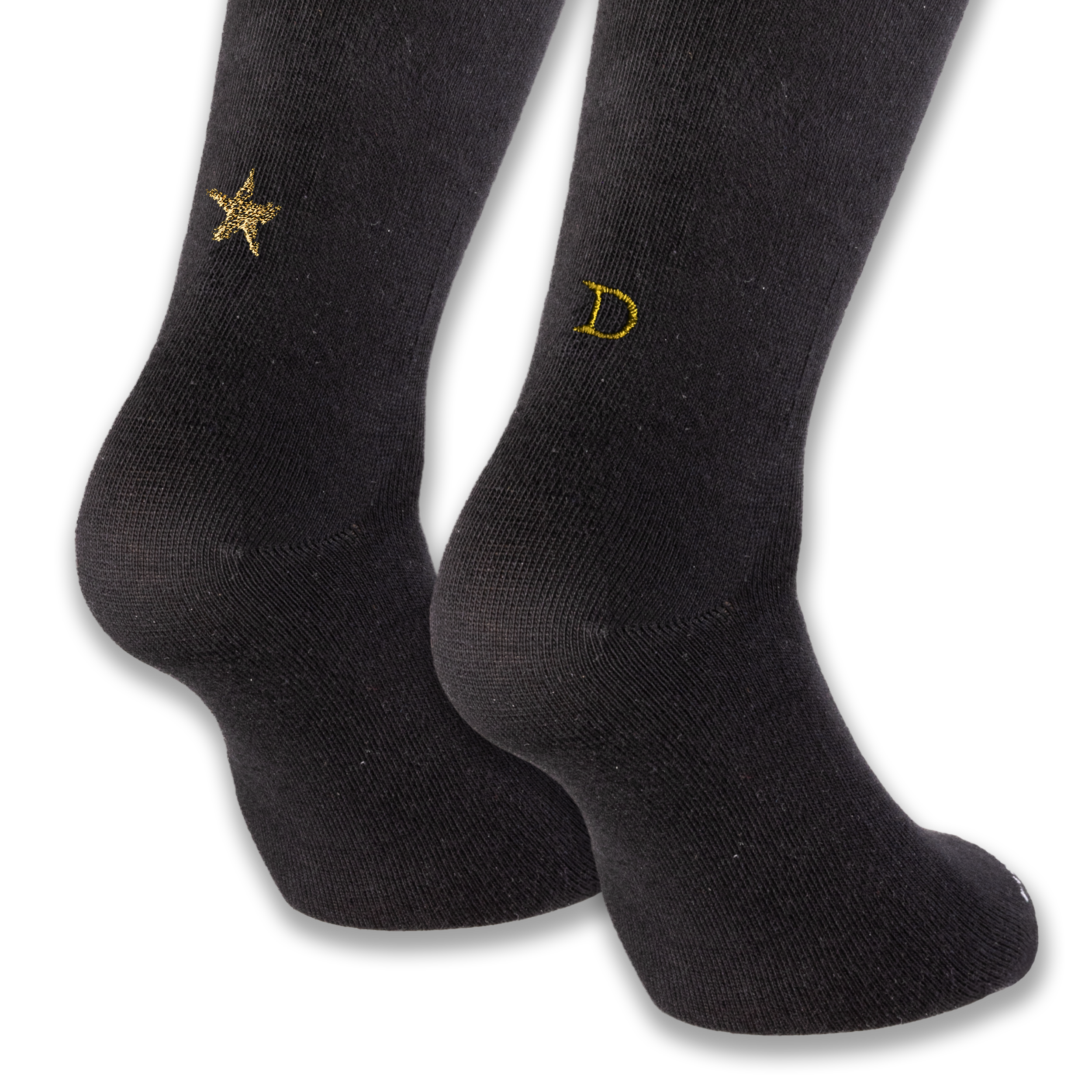 Calze Personalizzate Donna Dolce Vita Lovers | Cotone Nero | Stella + Iniziale Ricamata Oro