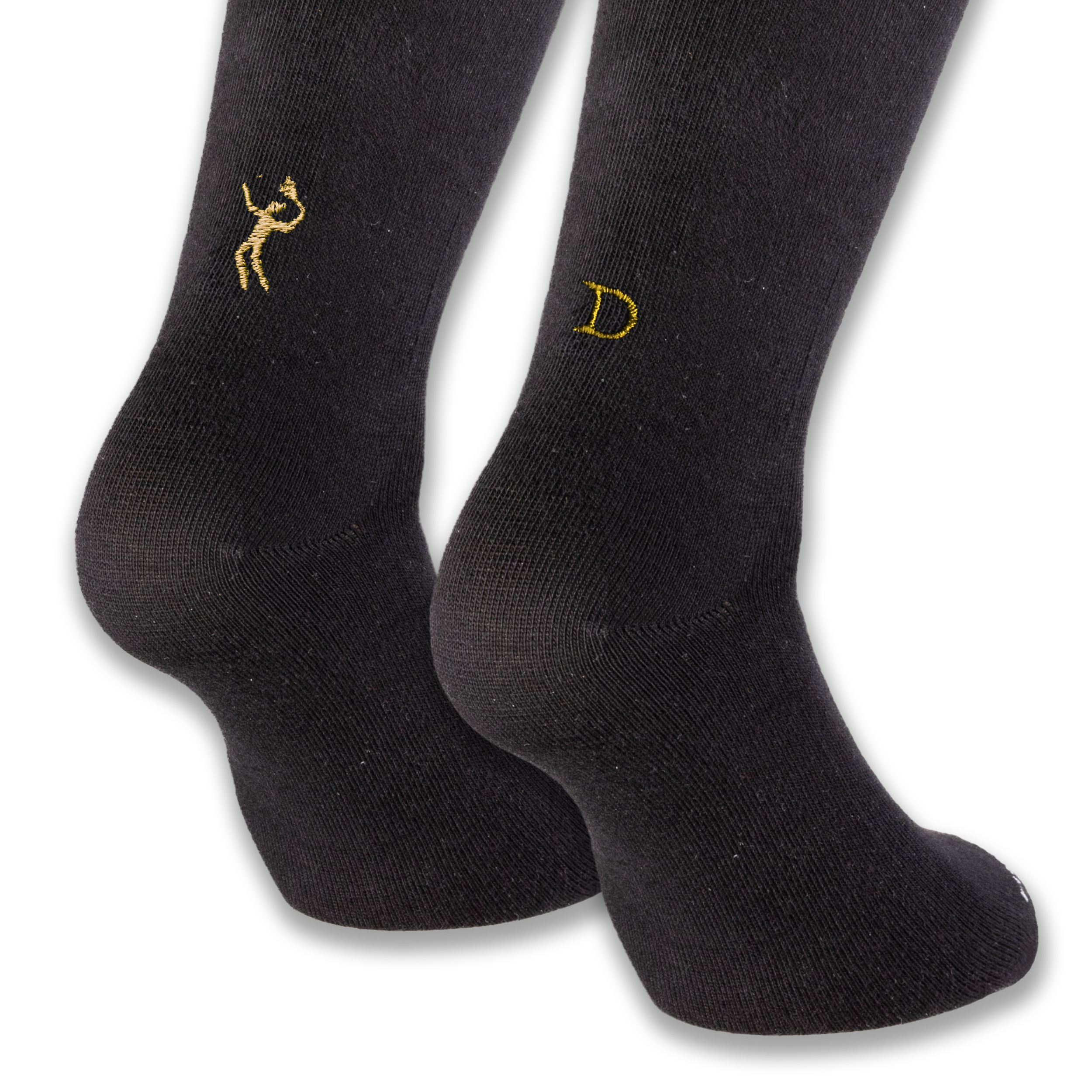 Calze Personalizzate Donna Tennis Lovers | Cotone Nero | Tennista + Iniziale Ricamata Oro