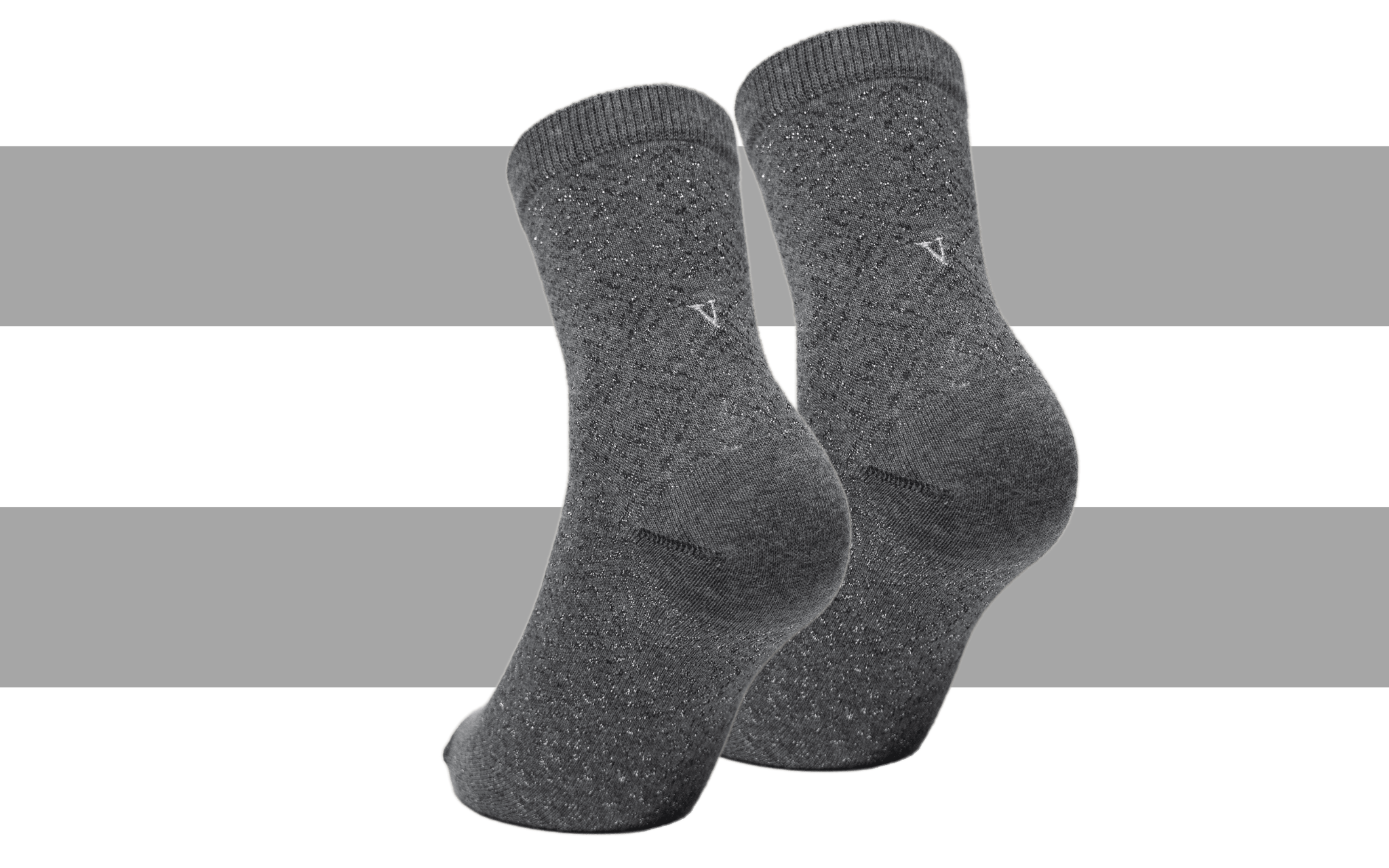 Calze Donna Rombo Lurex Blend | Grigio Argento Iniziali Ricamate Argento | Taglia 36/39 | Lunghezza Caviglia