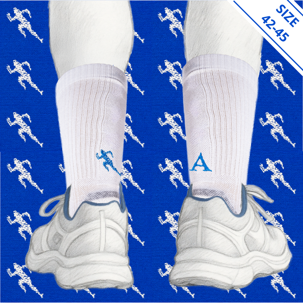 Men's Blue Socks with Red Initials - Stretch Cotton - Size 40/45 - 101