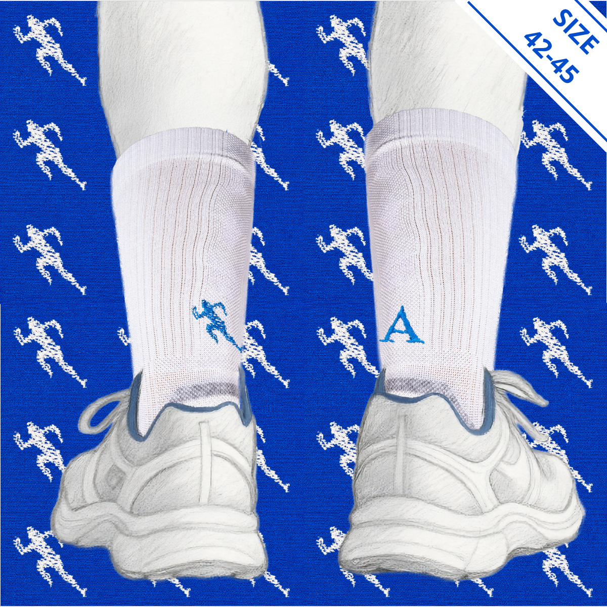 Blaue Herrensocken mit roten Initialen – Stretch-Baumwolle – Größe 40/45 – 101