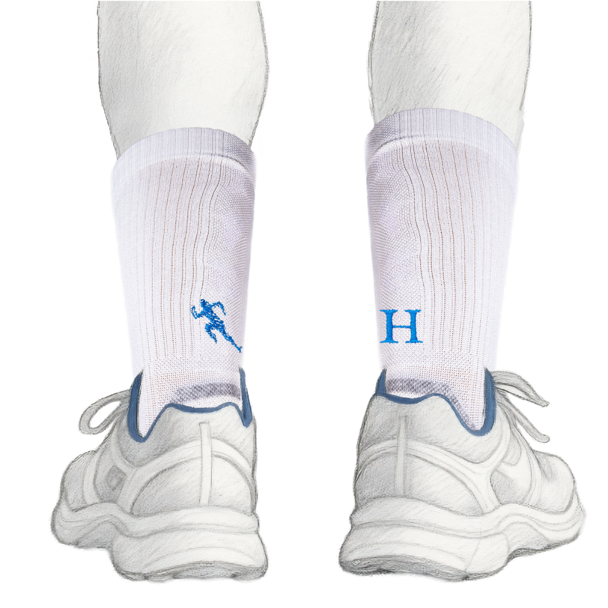 Blaue Herrensocken mit roten Initialen – Stretch-Baumwolle – Größe 40/45 – 101