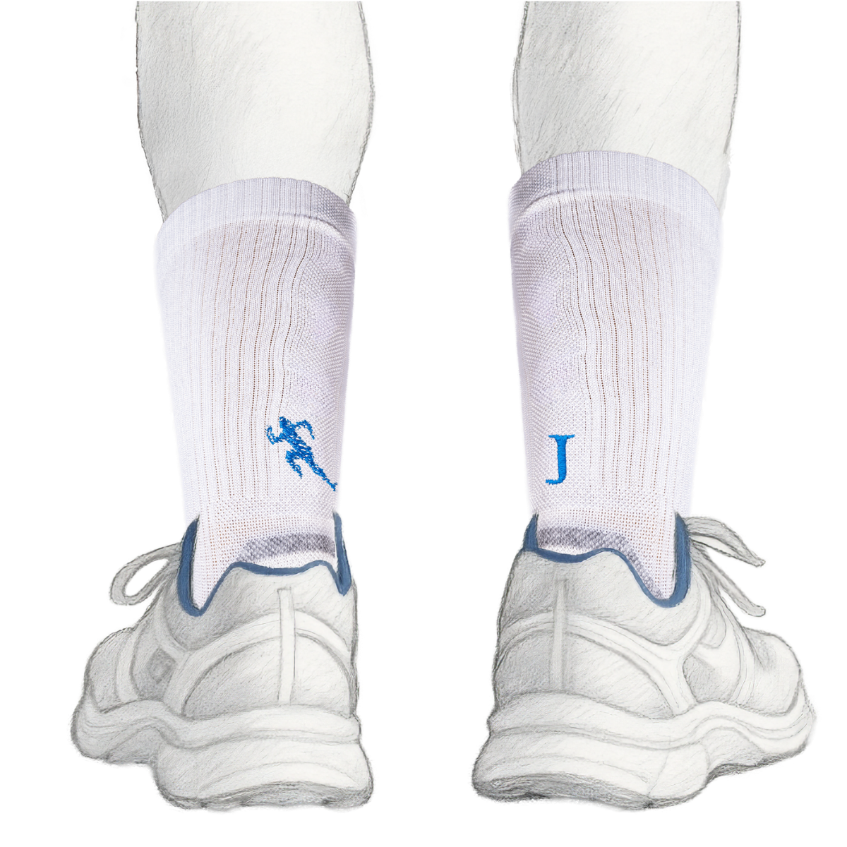 Blaue Herrensocken mit roten Initialen – Stretch-Baumwolle – Größe 40/45 – 101