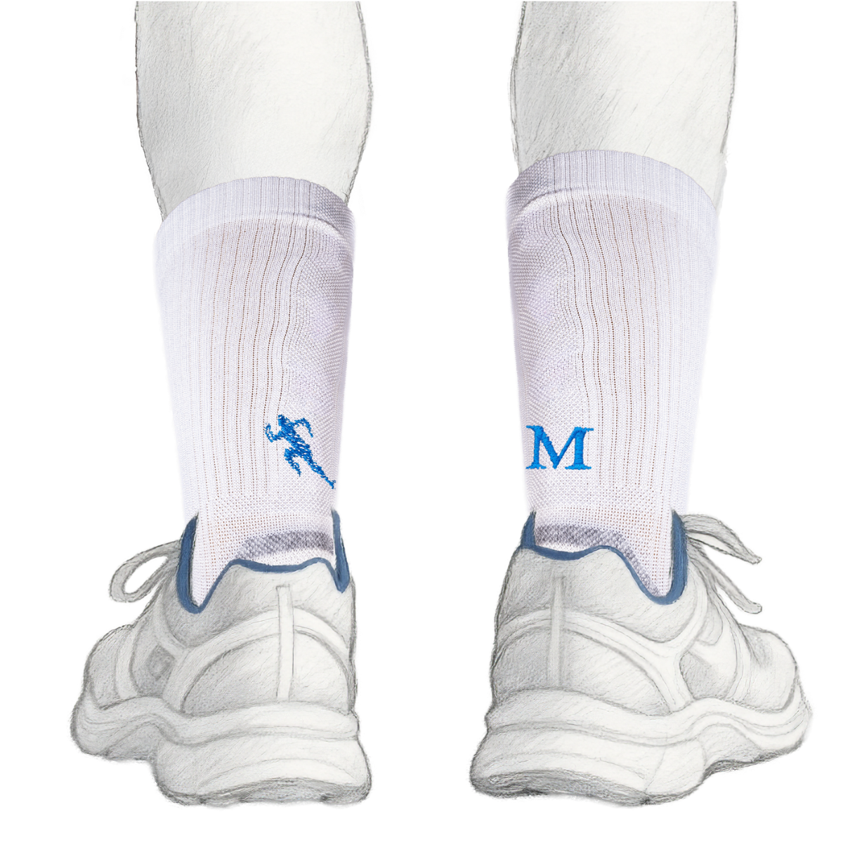 Blaue Herrensocken mit roten Initialen – Stretch-Baumwolle – Größe 40/45 – 101