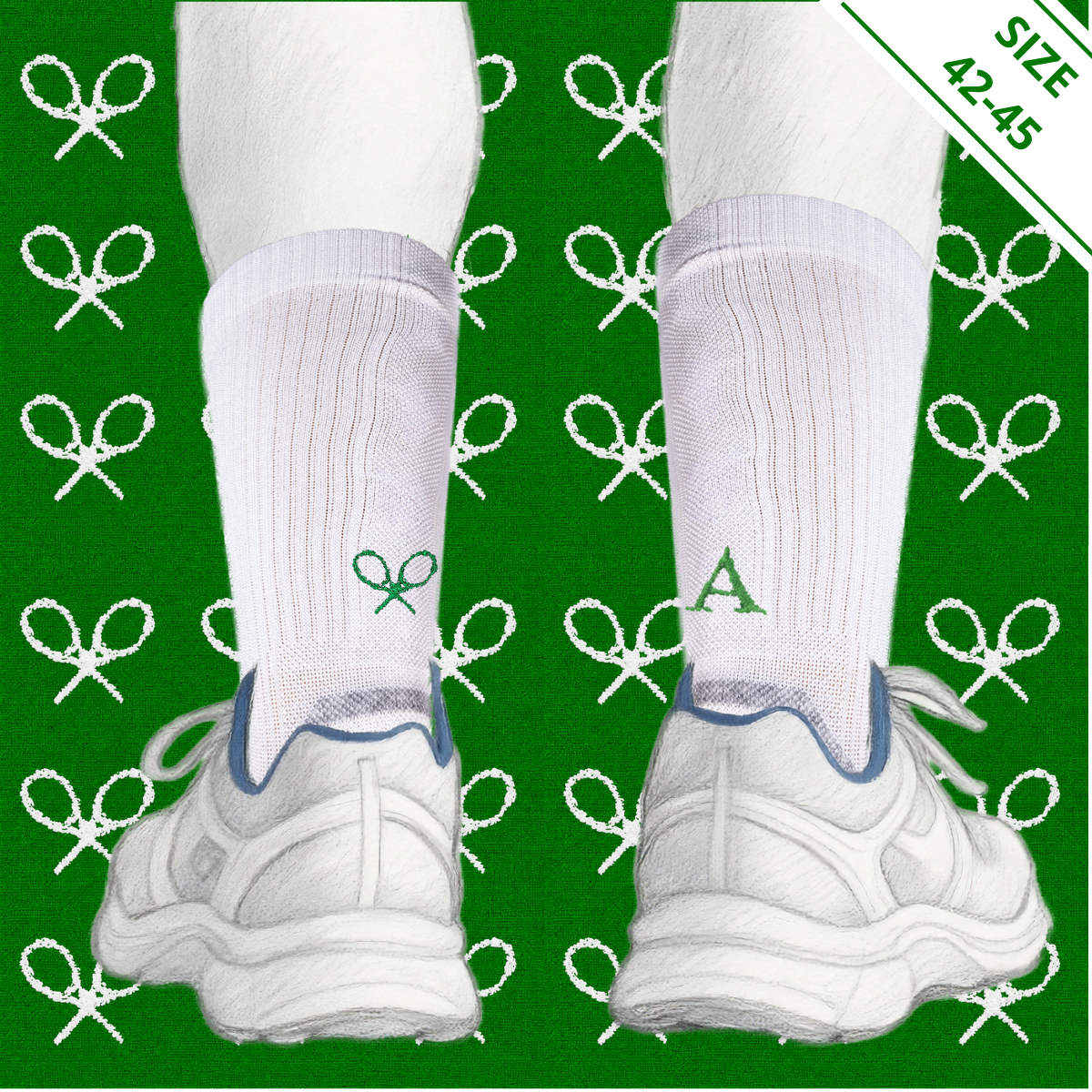 Blaue Herrensocken mit roten Initialen – Stretch-Baumwolle – Größe 40/45 – 101
