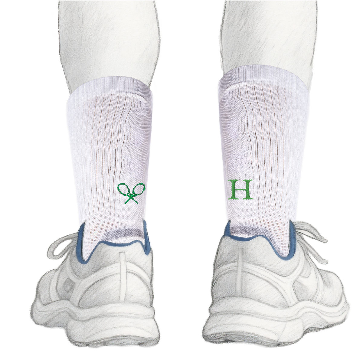 Blaue Herrensocken mit roten Initialen – Stretch-Baumwolle – Größe 40/45 – 101