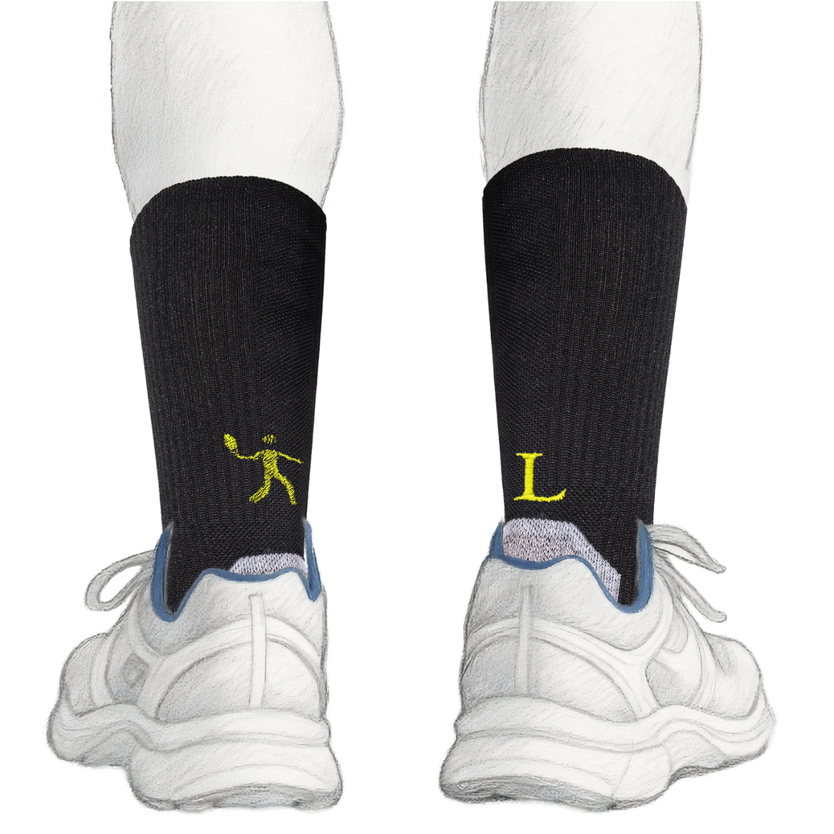 Blaue Herrensocken mit roten Initialen – Stretch-Baumwolle – Größe 40/45 – 101