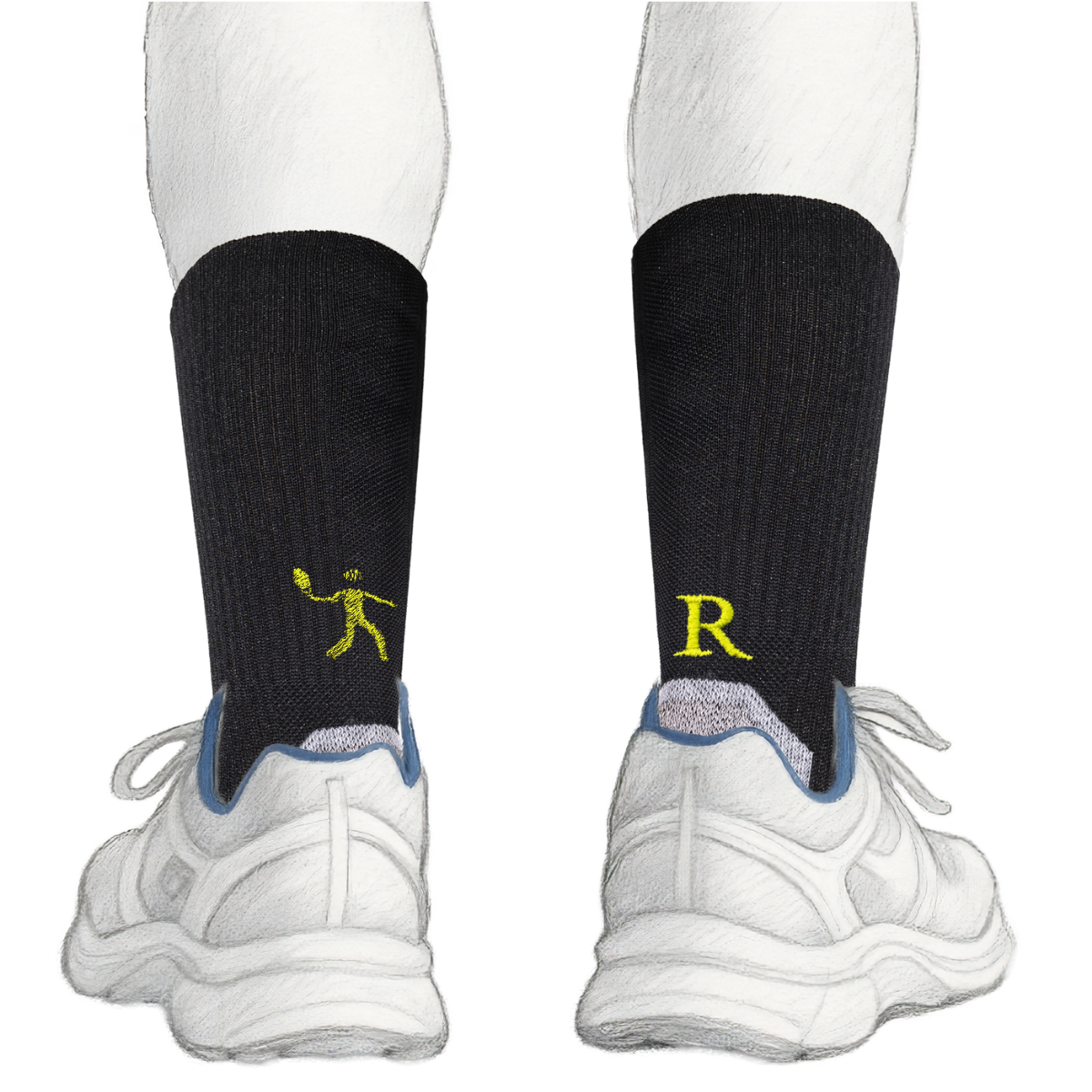 Blaue Herrensocken mit roten Initialen – Stretch-Baumwolle – Größe 40/45 – 101