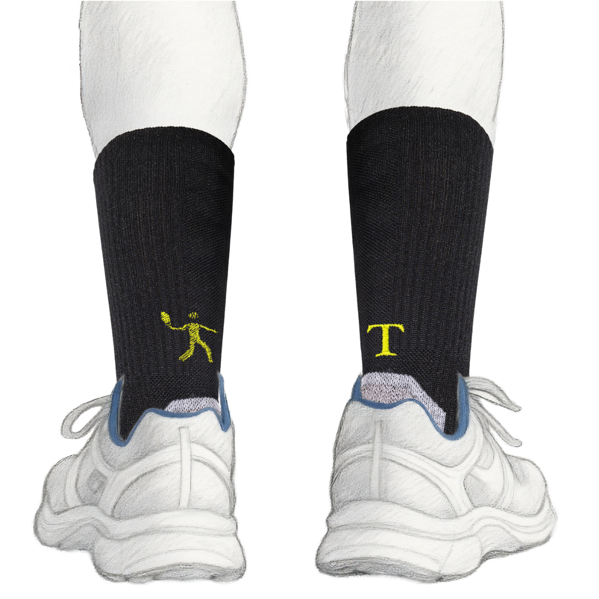 Blaue Herrensocken mit roten Initialen – Stretch-Baumwolle – Größe 40/45 – 101