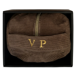 Beauty Case in velluto con iniziali ricamate