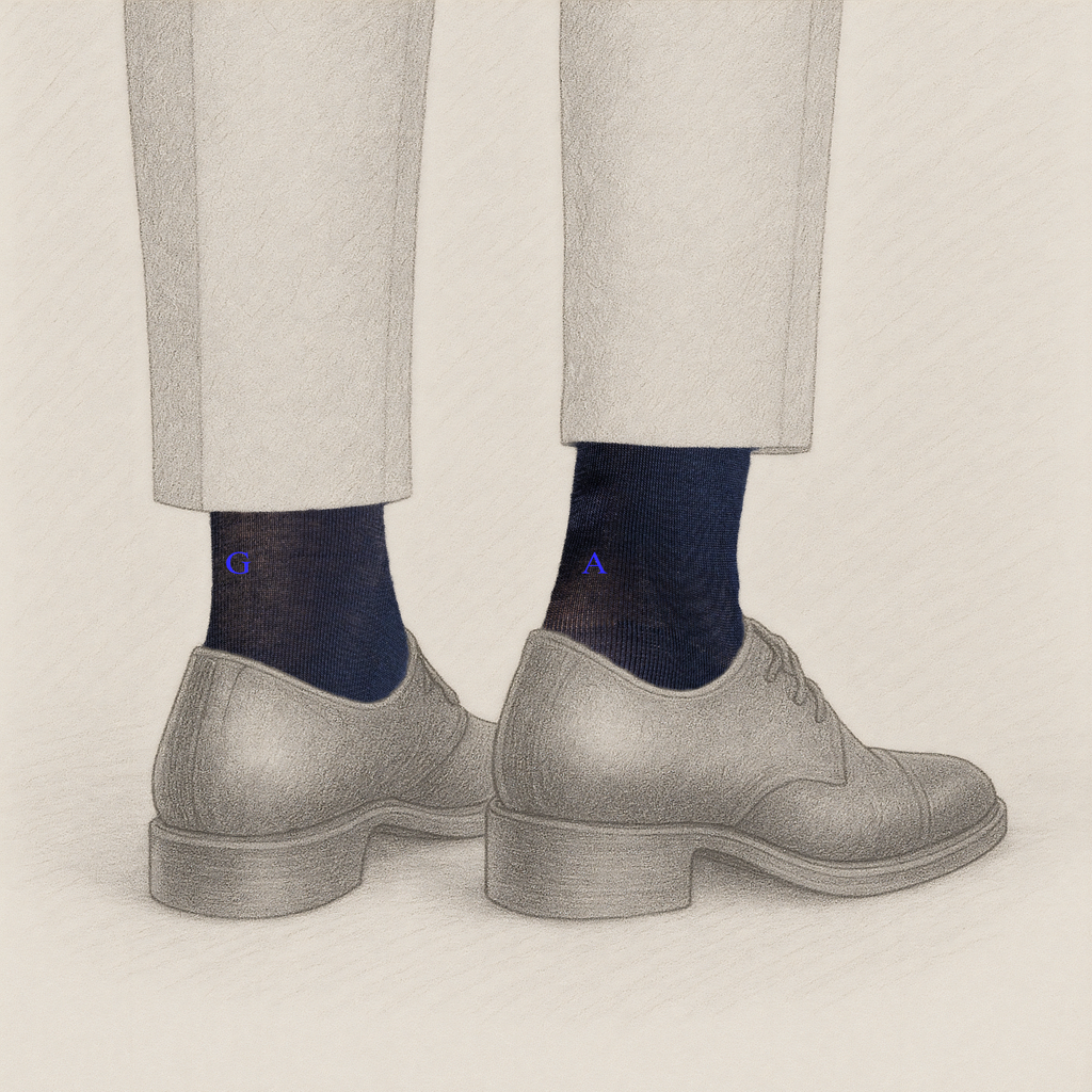 Calze Uomo Filo Scozia Stretch | Blu Iniziali Ricamate Royal | Taglia 40/45 | Lunghezza Ginocchio