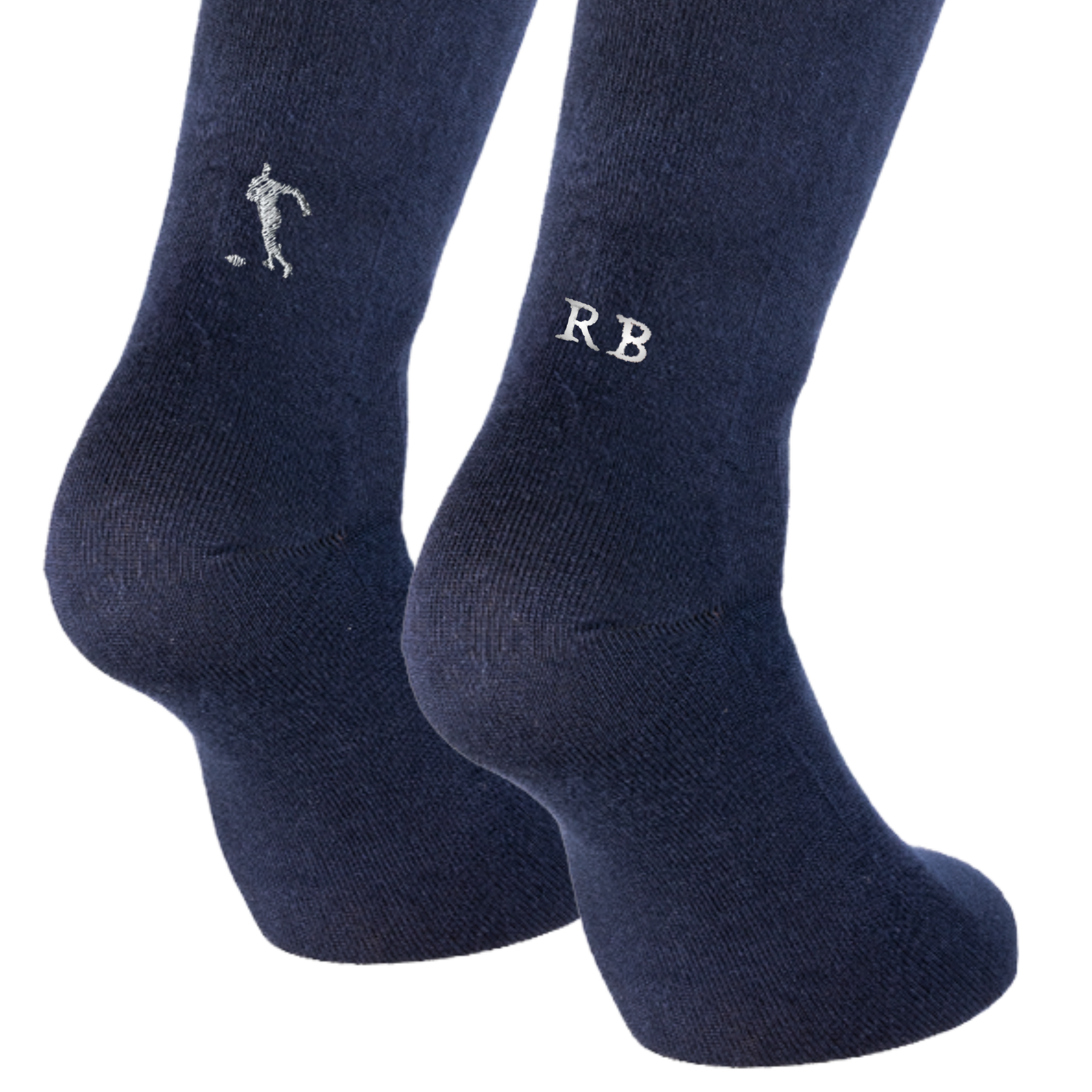 Calze Blu Calcio - Calciatore grigio + iniziali Personalizzate