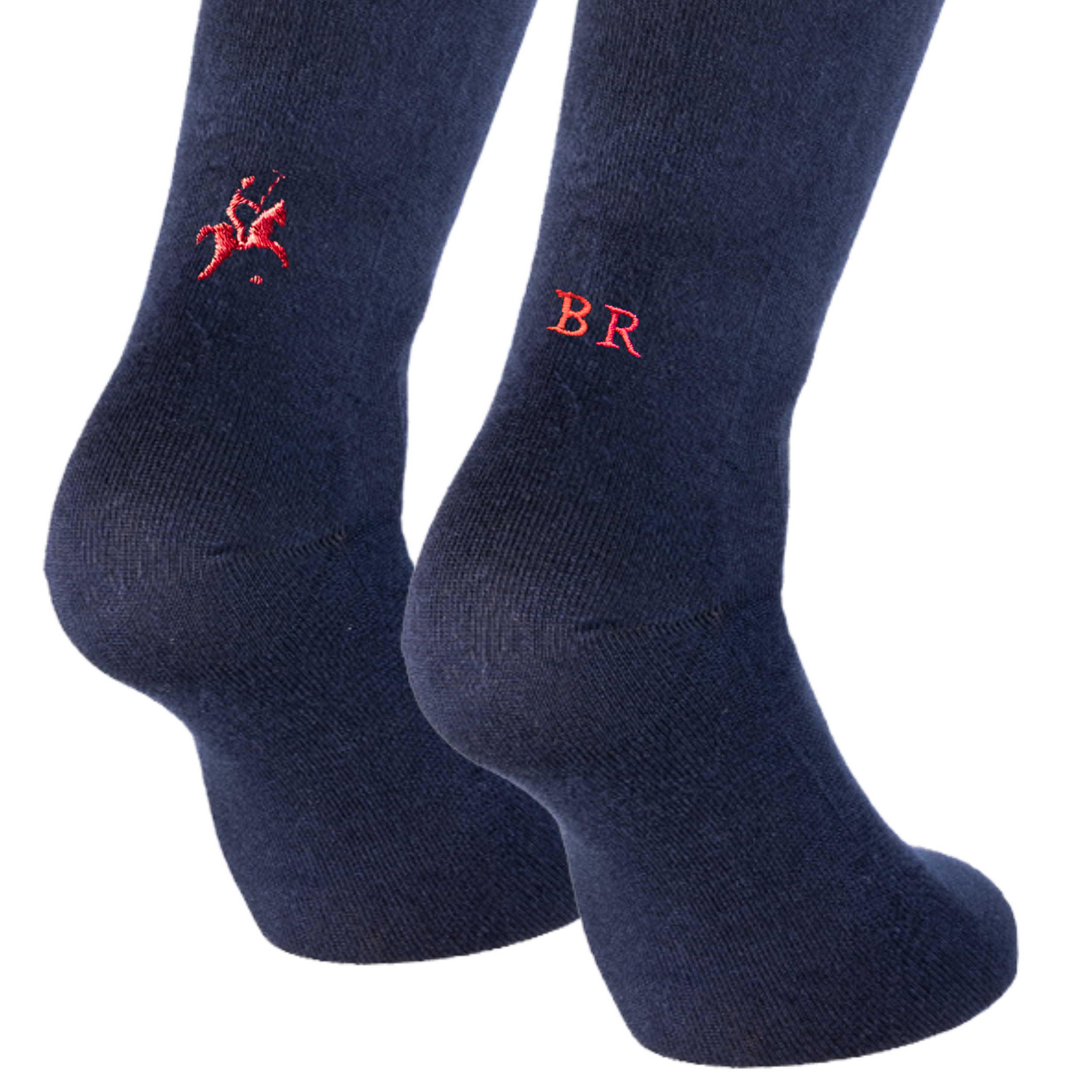 Calze Blu equitazione - cavallo polo rosso + iniziali Personalizzate