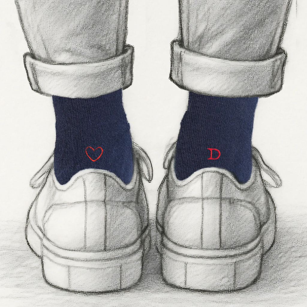 Calze Cuore Outline Personalizzate con iniziali ricamate | 100% Made in Italy | Individual Socks