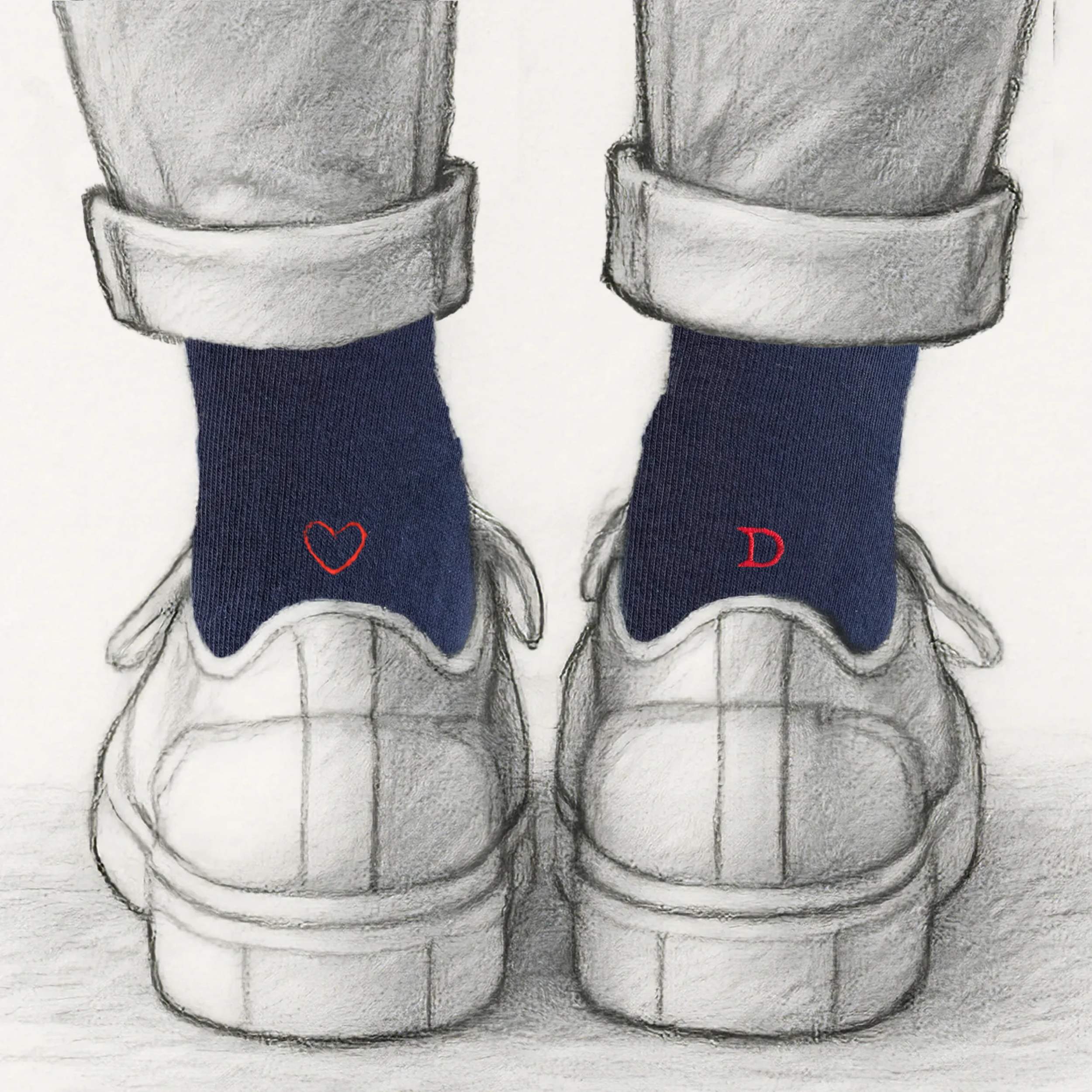 Calze Cuore Outline Personalizzate con iniziali ricamate | 100% Made in Italy | Individual Socks