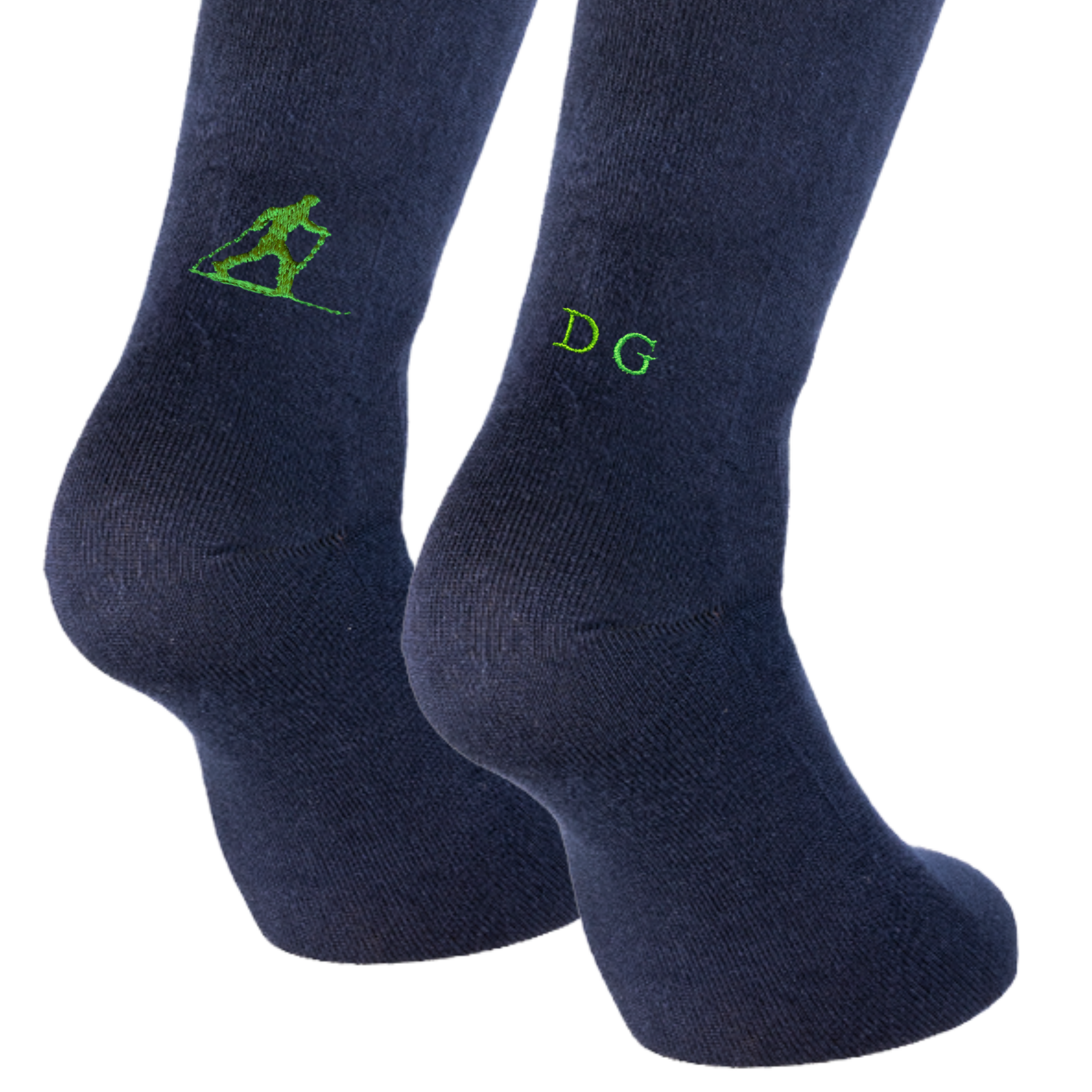 Calze Blu Sci - sci fondo verde + iniziali Personalizzate