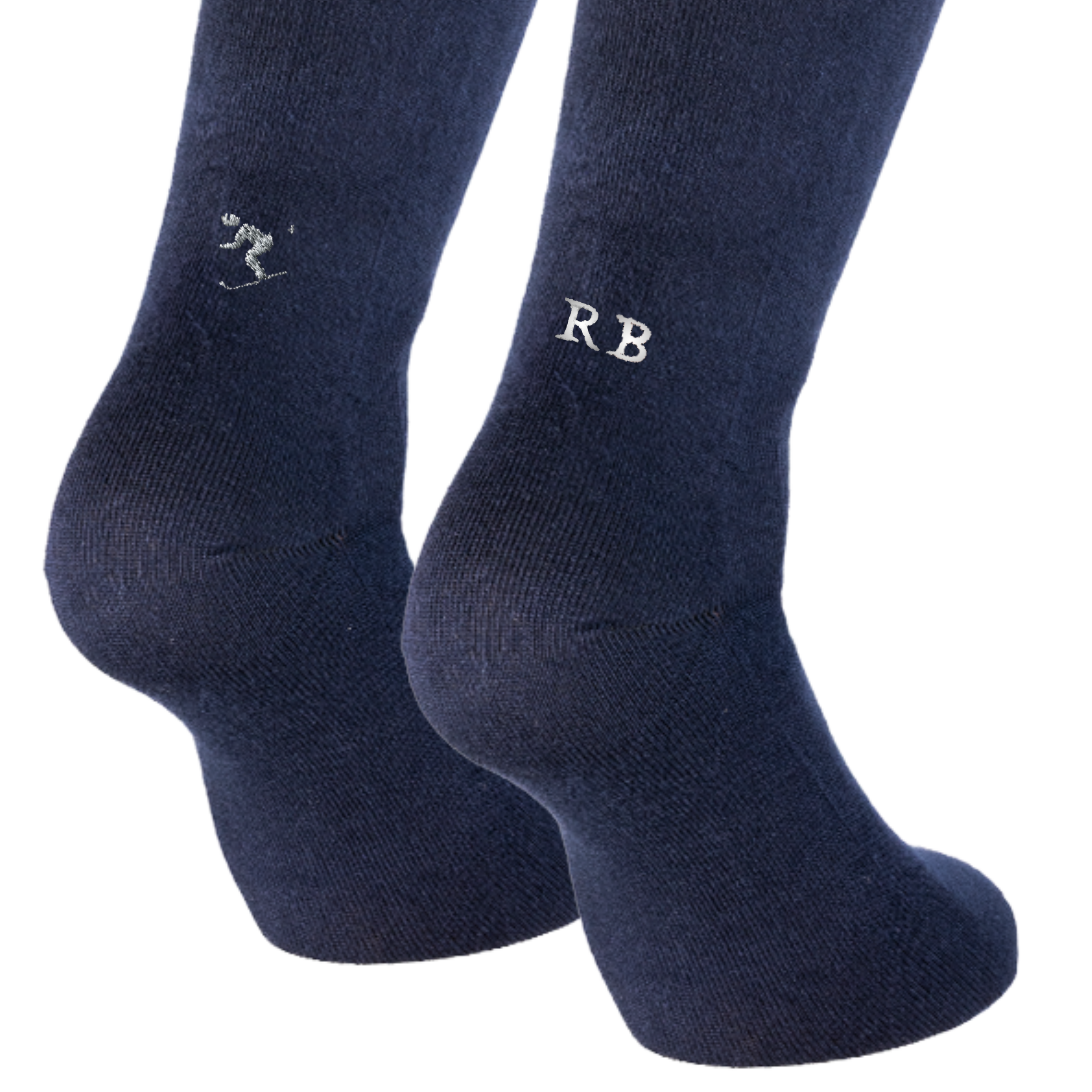 Calze Blu Sci - Sciatore grigio + iniziali Personalizzate