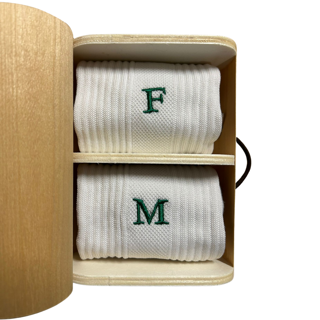 Cofanetto in legno incluso con le calze tennis personalizzate Individual Socks — regalo per chi gioca a tennis